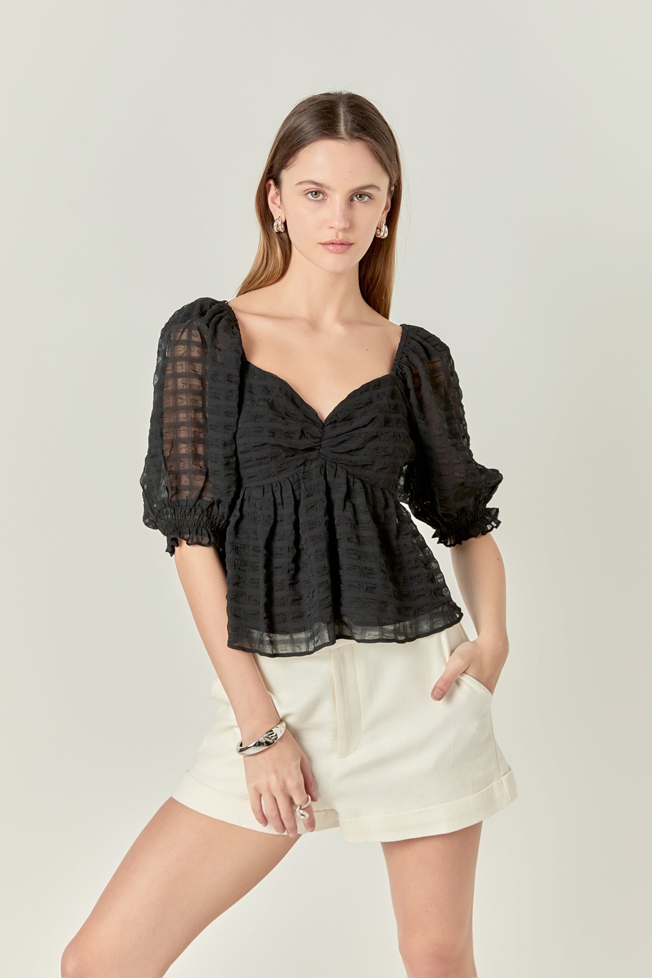 ENGLISH FACTORY - Gingham Chiffon Top - TOPS available at Objectrare