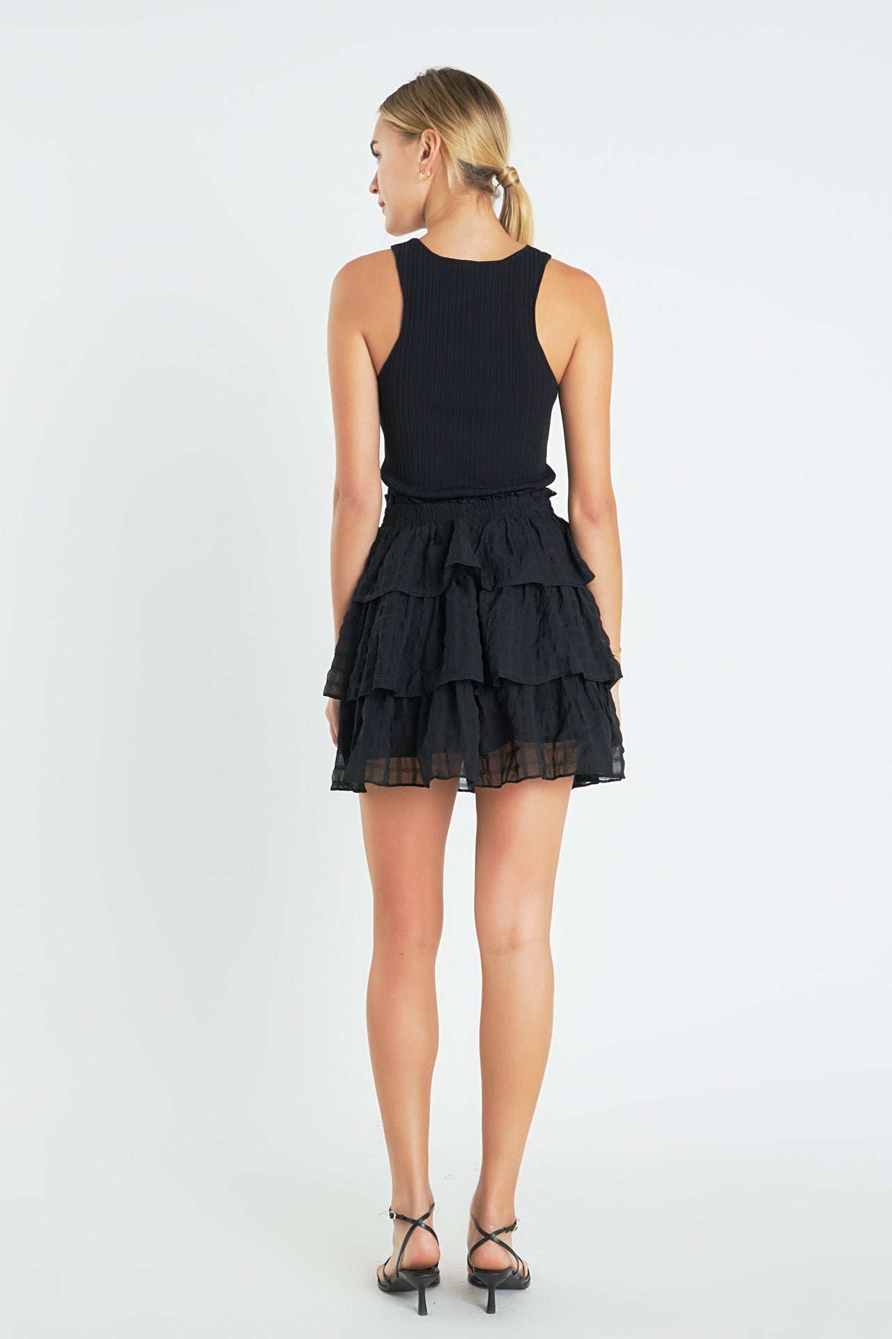 ENGLISH FACTORY - Gingham Chiffon Tiered Mini Skirt - SKIRTS available at Objectrare