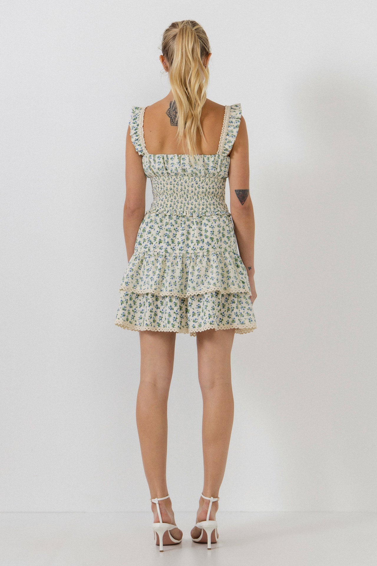 FREE THE ROSES - Floral Lace Trim Detail Mini Skirt - SKIRTS available at Objectrare