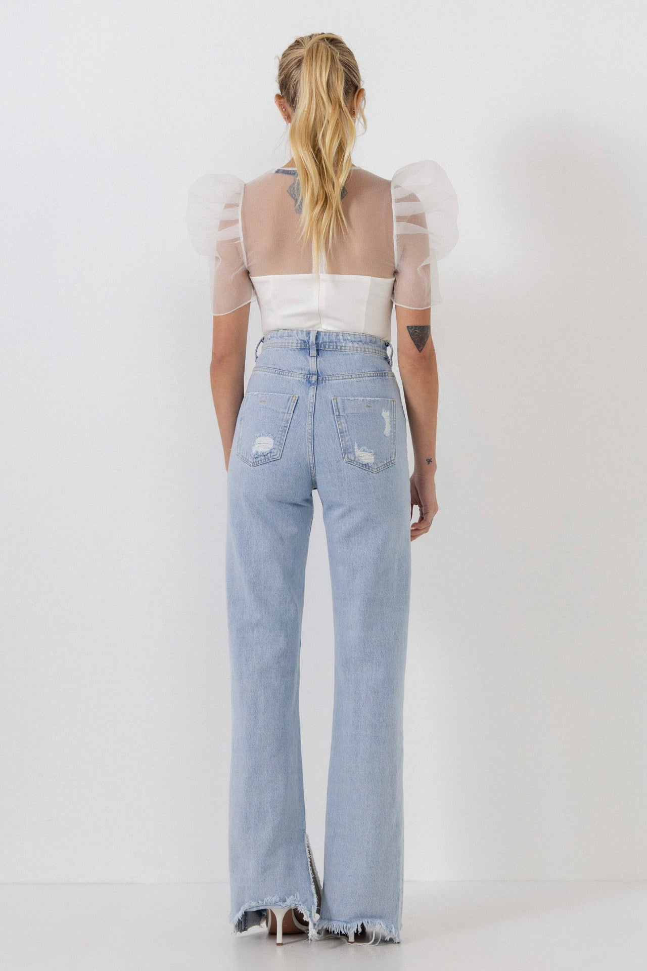 ENDLESS ROSE - Knit with Organza Mixed Media Top - TOPS available at Objectrare