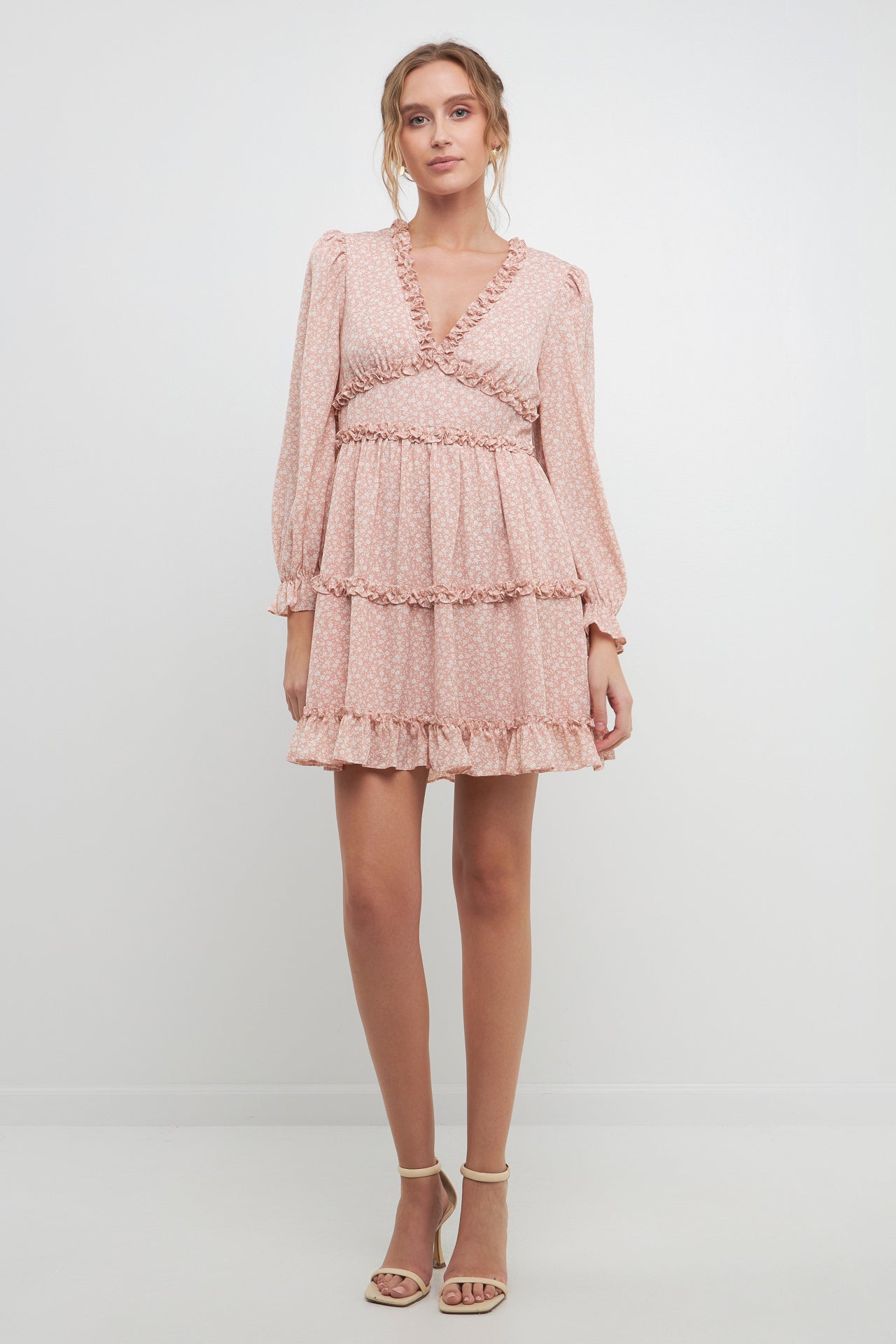 FREE THE ROSES - Floral Ruffle Detail Mini Dress - DRESSES available at Objectrare