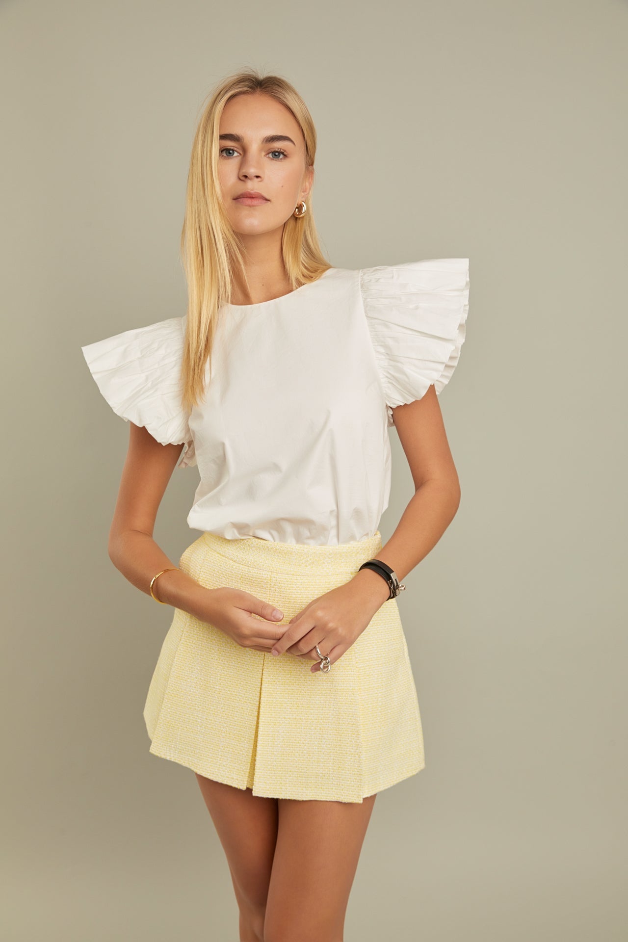 ENGLISH FACTORY - Folded Ruffle Sleeve Top - TOPS available at Objectrare