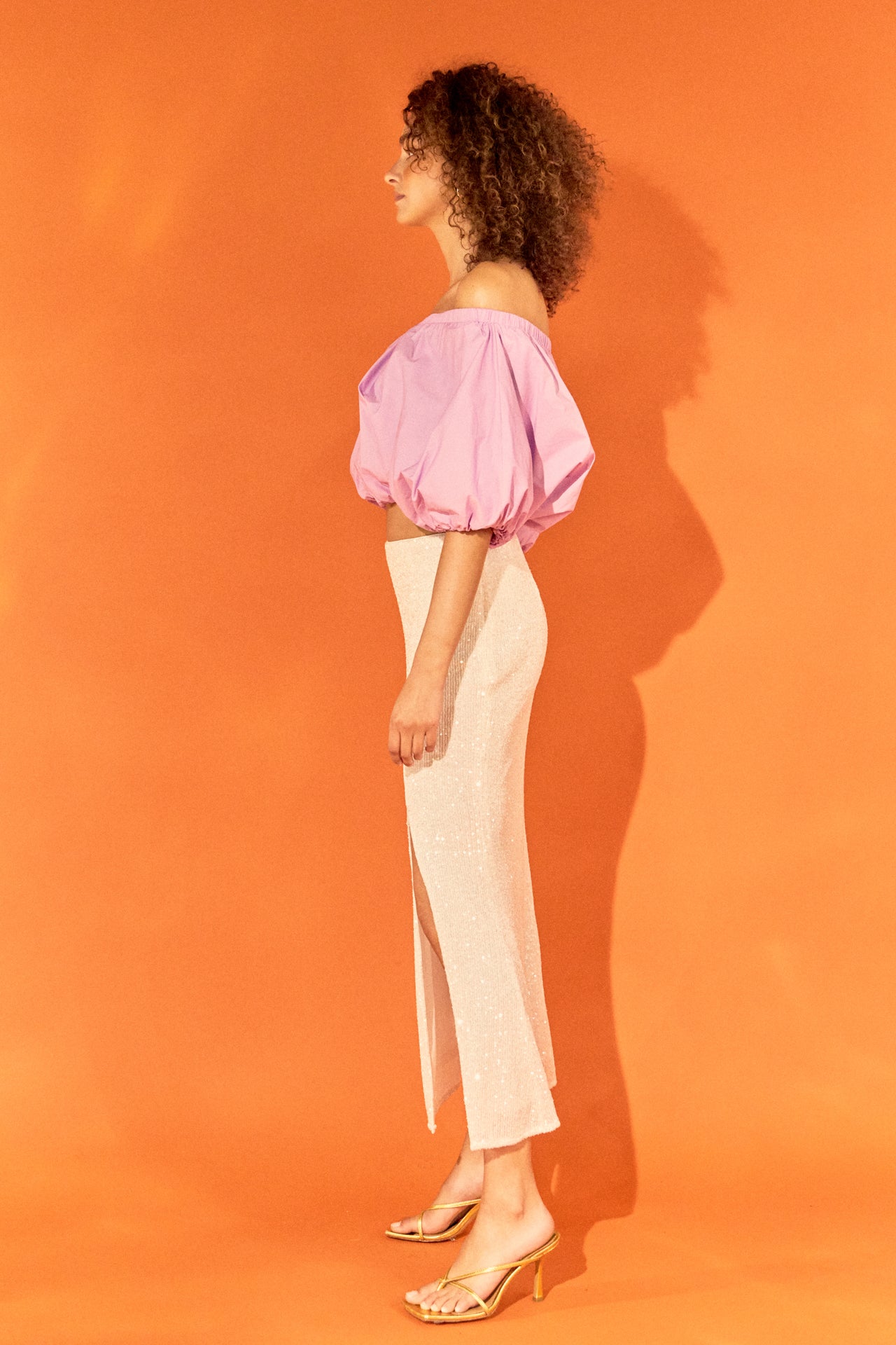 ENDLESS ROSE - Cropped V-neckline Puff Top - TOPS available at Objectrare