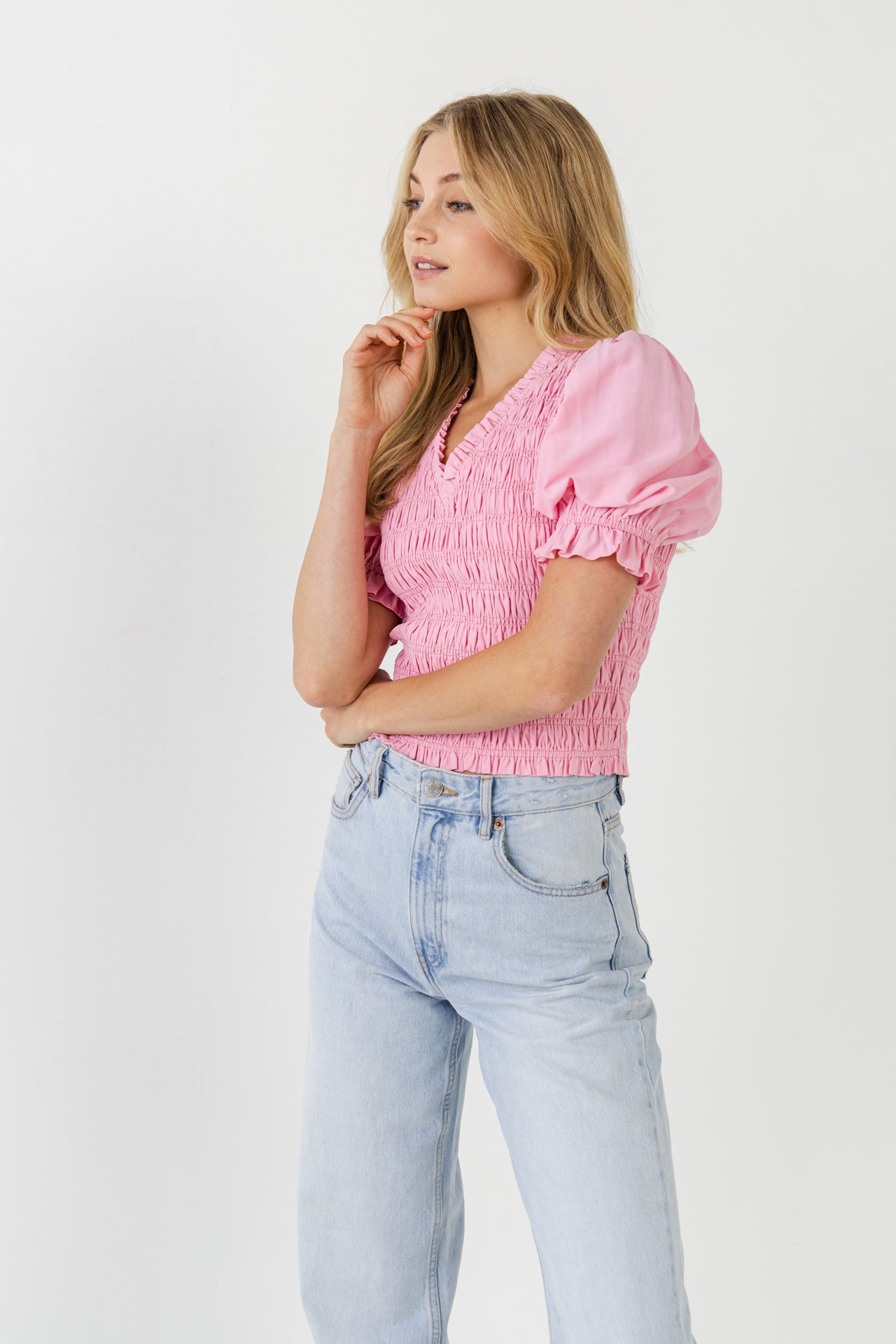 V-neckline Smocked Top