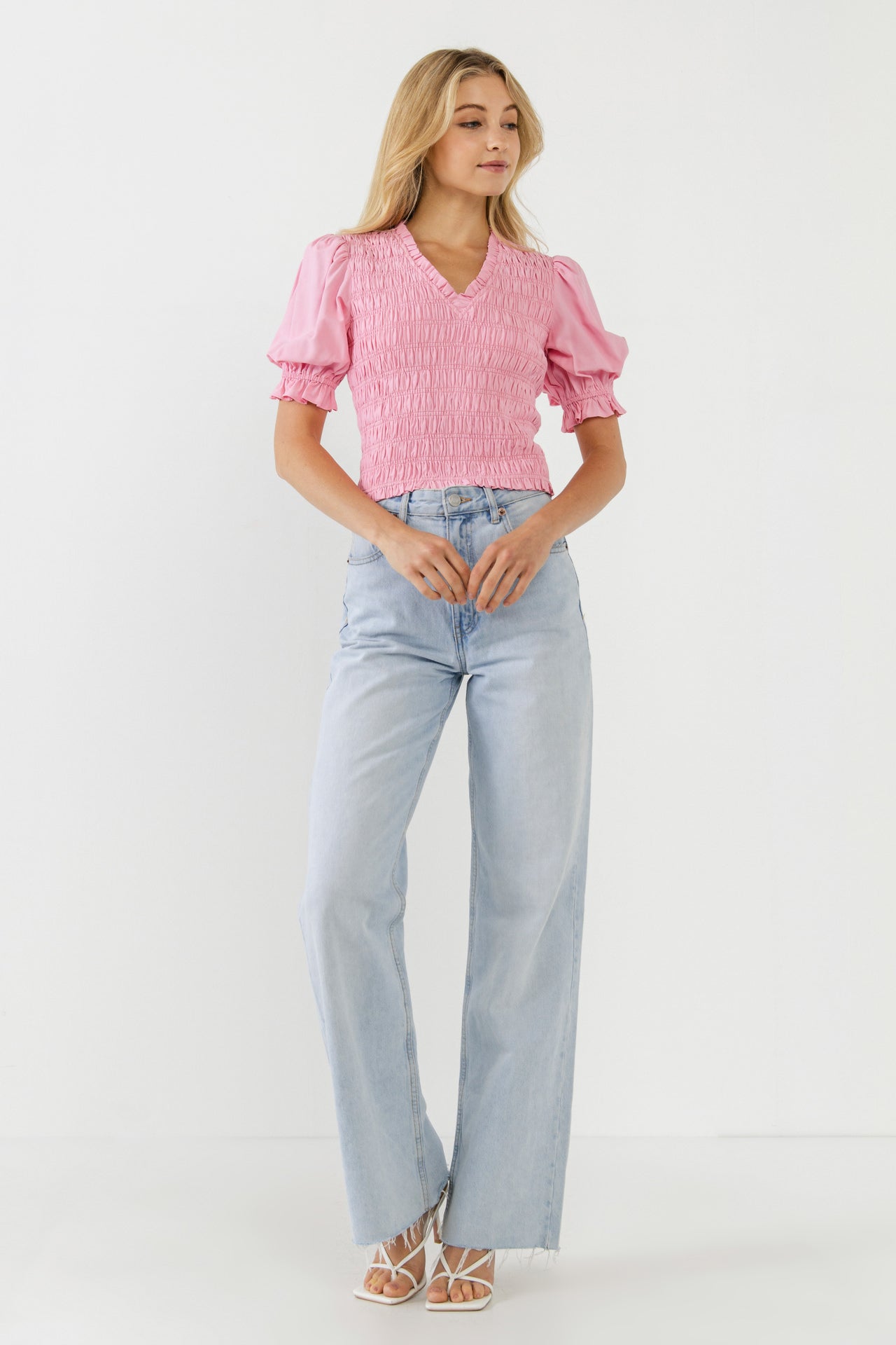V-neckline Smocked Top