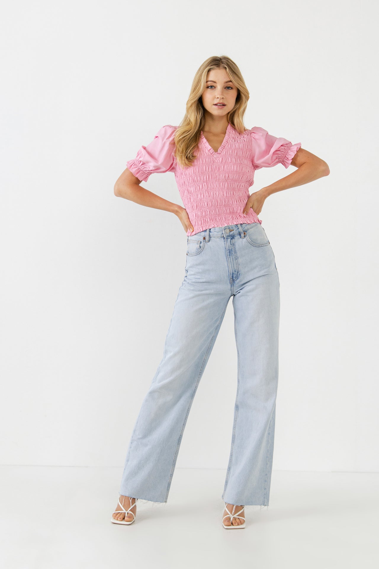 V-neckline Smocked Top