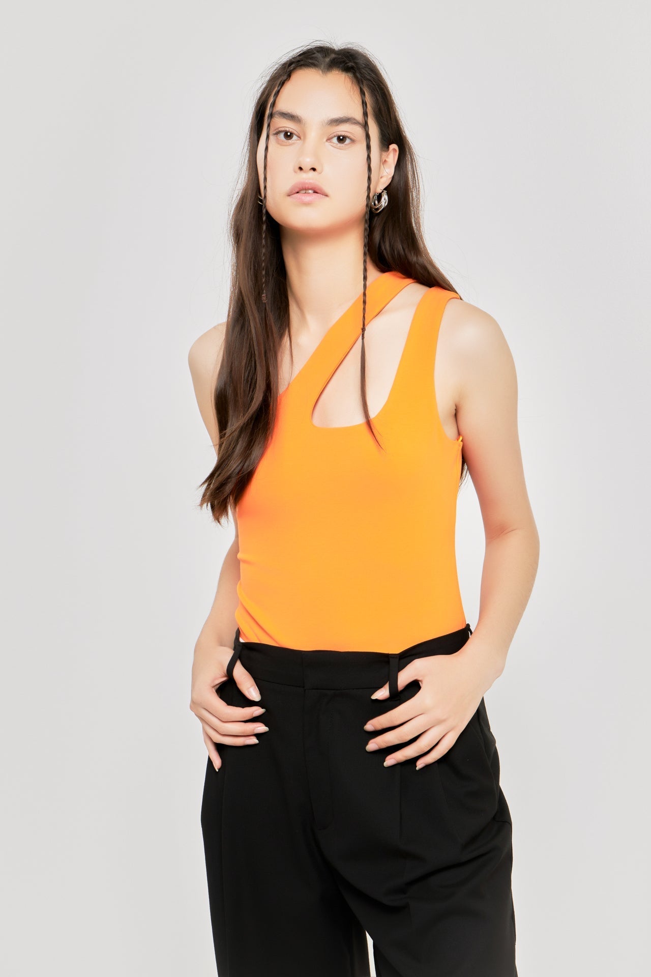 GREY LAB - One Shoulder Cut-out Detail Knit Bodysuit - BODYSUIT available at Objectrare