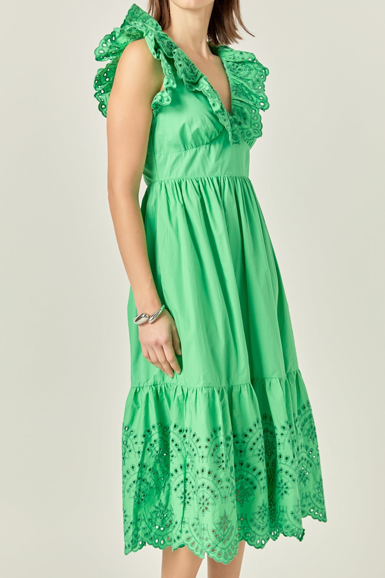 ENGLISH FACTORY - Eyelet Scallop Detail Midi Dress - DRESSES available at Objectrare