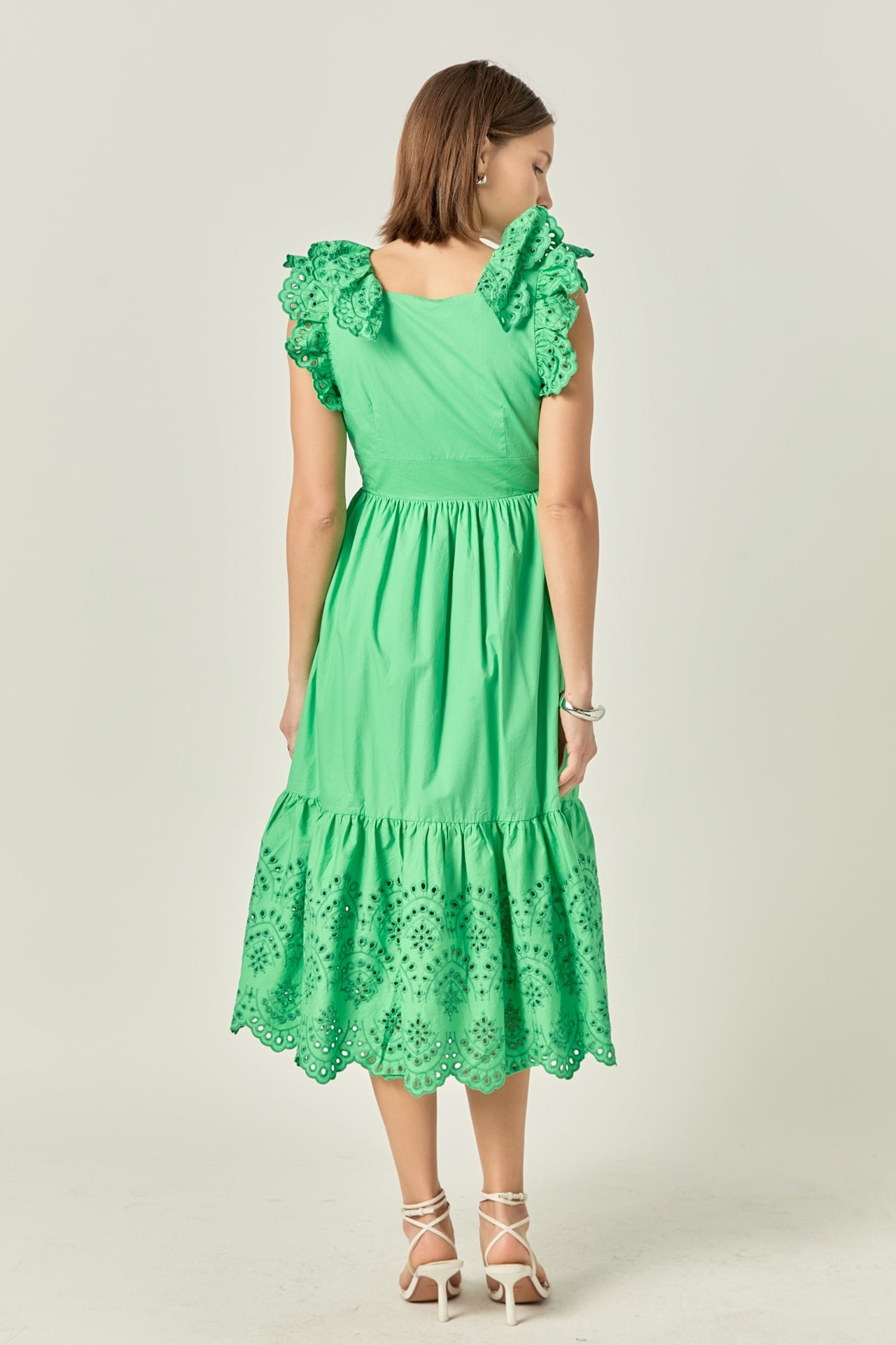 ENGLISH FACTORY - Eyelet Scallop Detail Midi Dress - DRESSES available at Objectrare