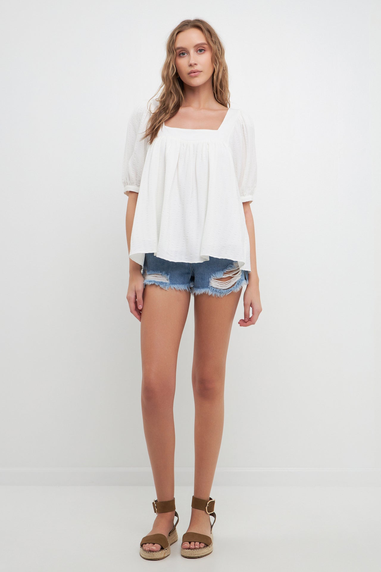 FREE THE ROSES - Square Neckline Back Bow Top - TOPS available at Objectrare
