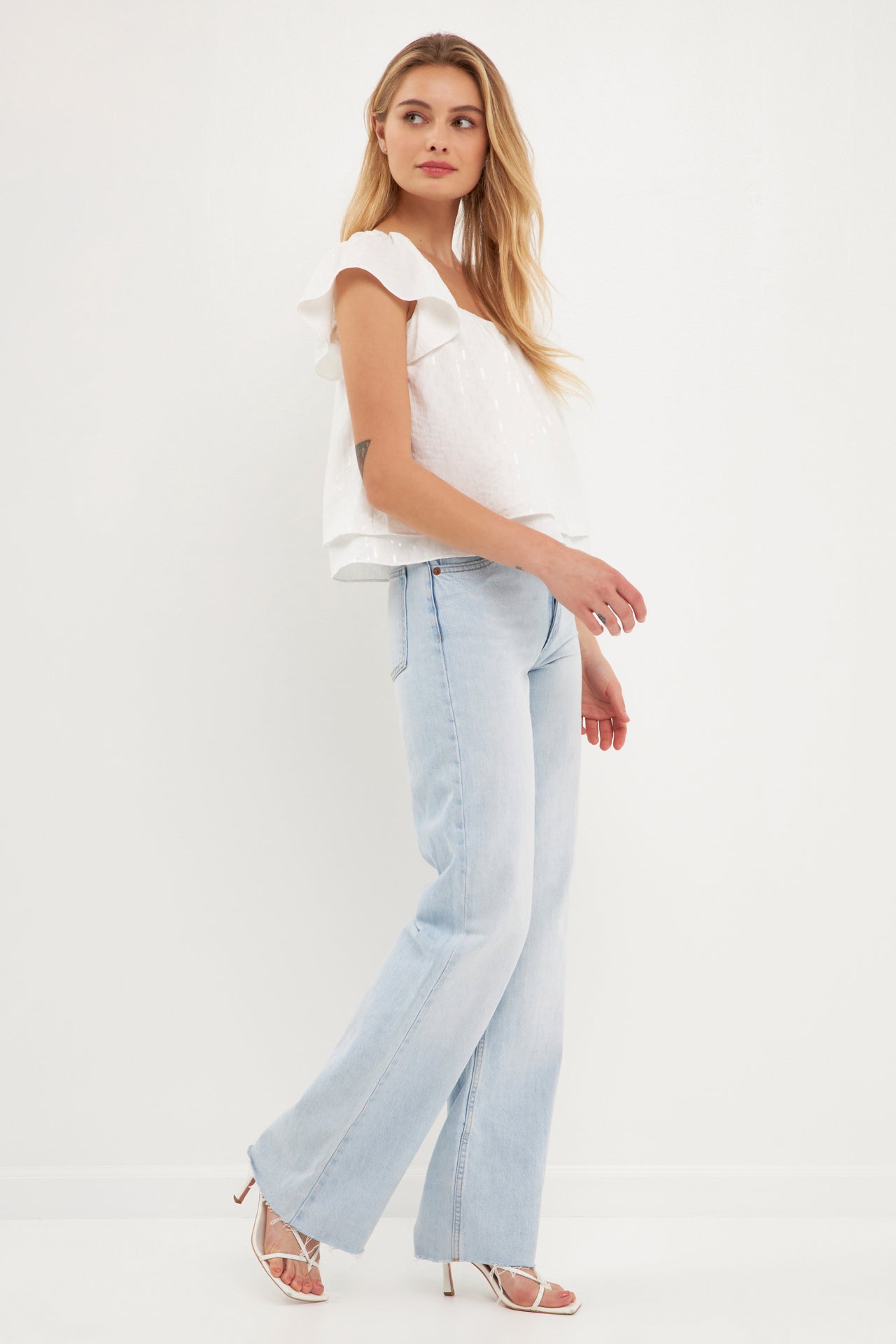 ENDLESS ROSE - Sequins Fabric Tiered Top - TOPS available at Objectrare