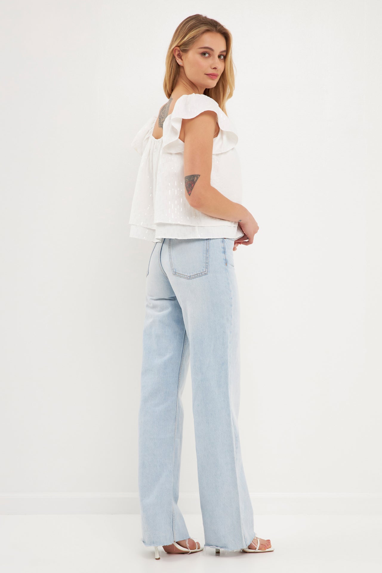 ENDLESS ROSE - Sequins Fabric Tiered Top - TOPS available at Objectrare