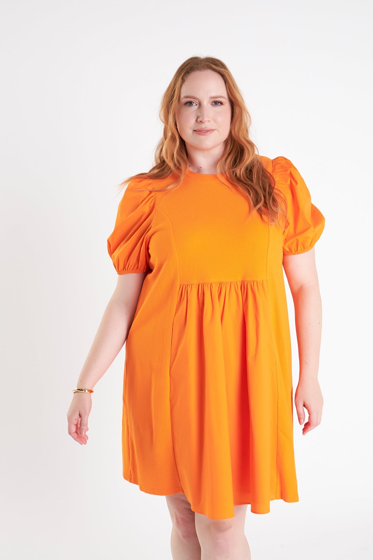 ENGLISH FACTORY - Plus Size Mixed Media Babydoll Mini Dress - DRESSES available at Objectrare