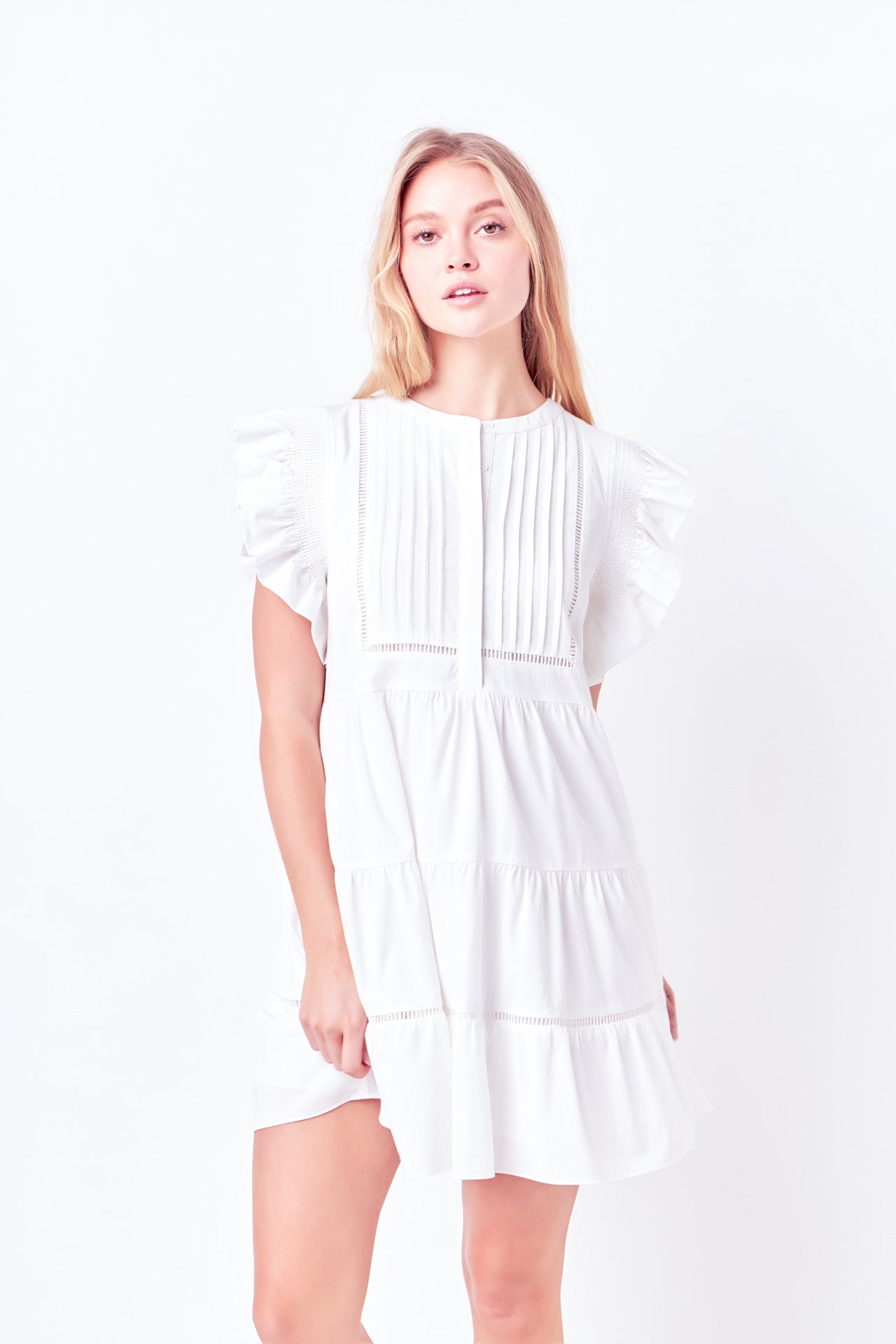 FREE THE ROSES - Trim Detail Ruffled Mini Dress - DRESSES available at Objectrare