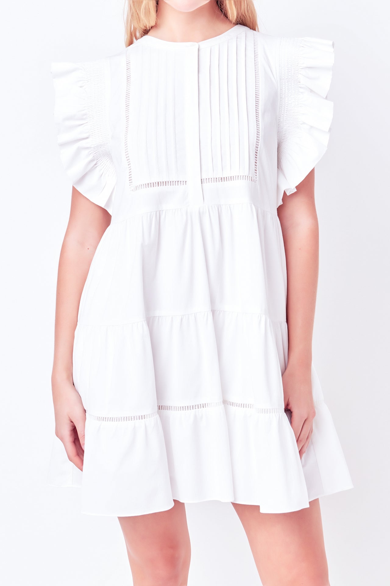 FREE THE ROSES - Trim Detail Ruffled Mini Dress - DRESSES available at Objectrare