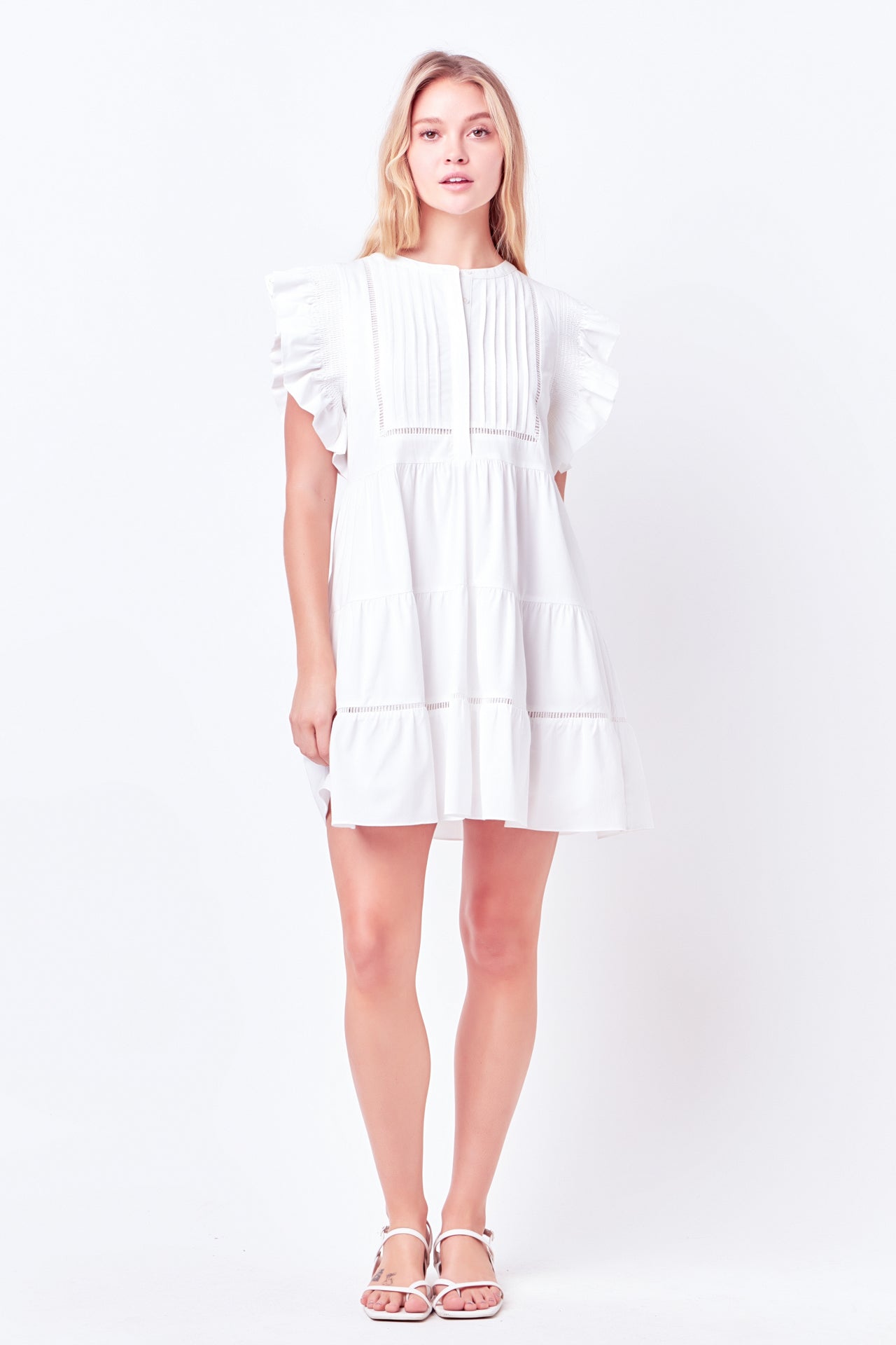 FREE THE ROSES - Trim Detail Ruffled Mini Dress - DRESSES available at Objectrare