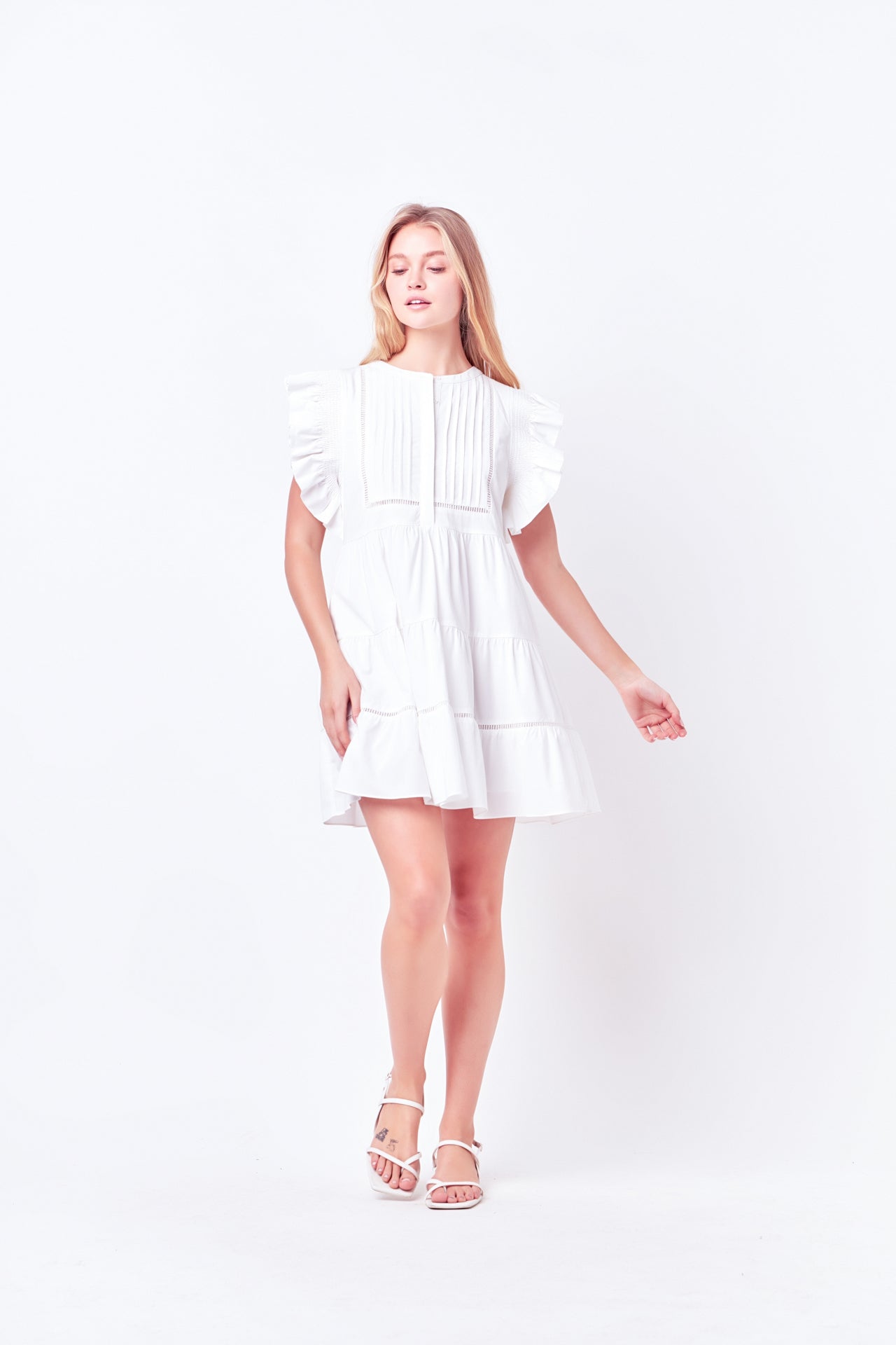 FREE THE ROSES - Trim Detail Ruffled Mini Dress - DRESSES available at Objectrare
