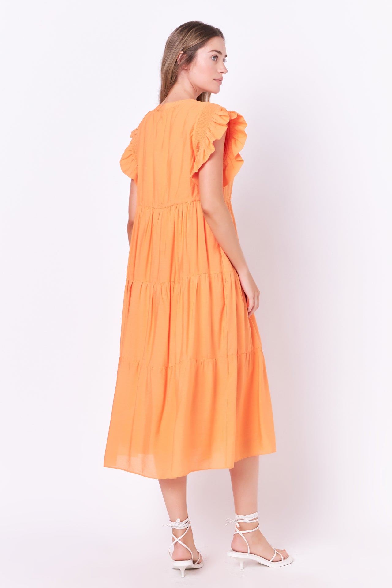 ENGLISH FACTORY - Ruffle Detail Button Down Midi Dress - DRESSES available at Objectrare