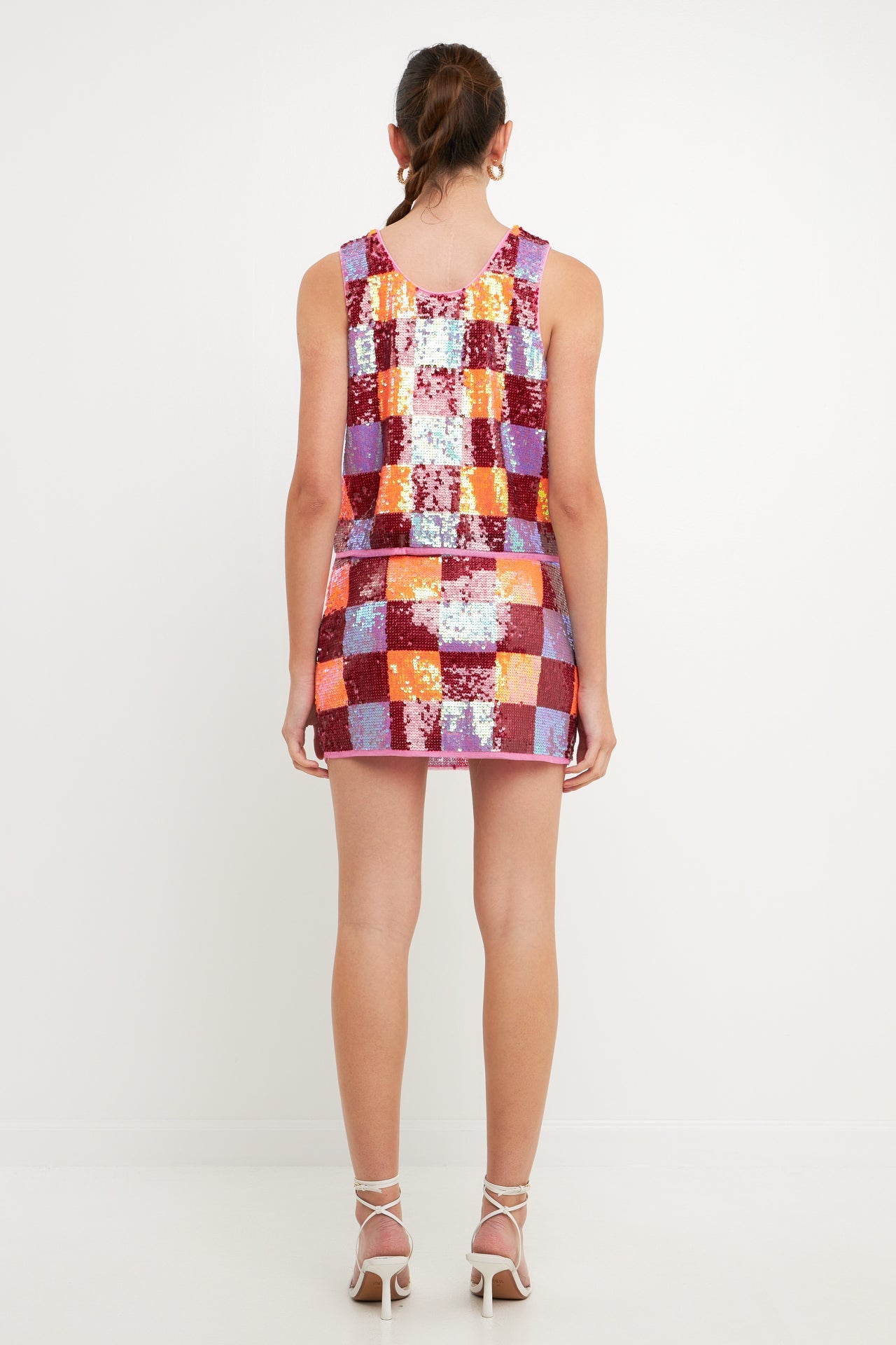 ENDLESS ROSE - Checkered Sequin Top - TOPS available at Objectrare