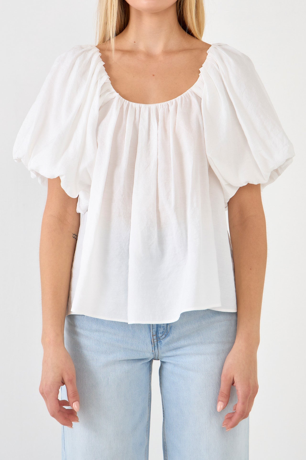 ENDLESS ROSE - Pleated Puff Sleeve Top - TOPS available at Objectrare