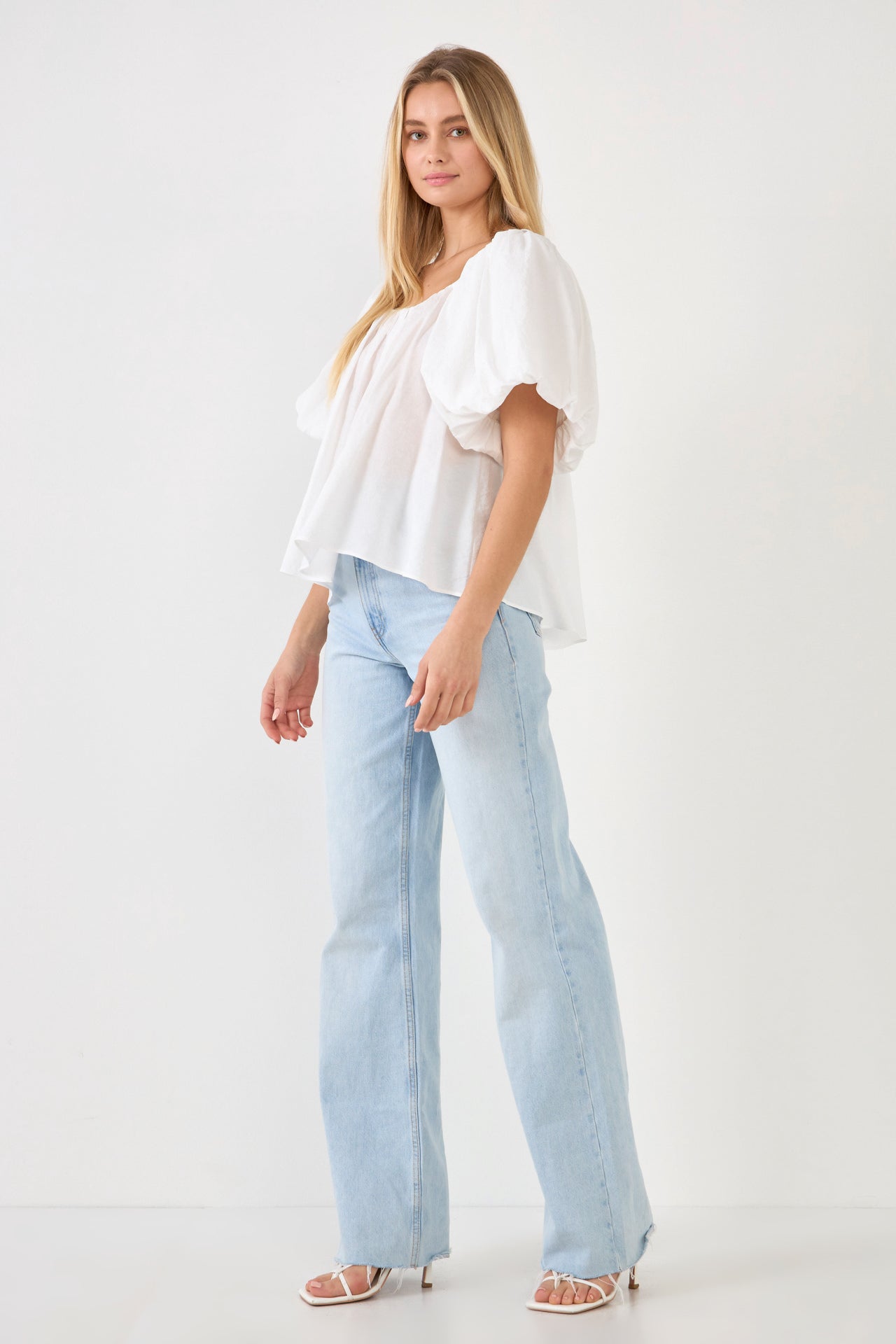 ENDLESS ROSE - Pleated Puff Sleeve Top - TOPS available at Objectrare