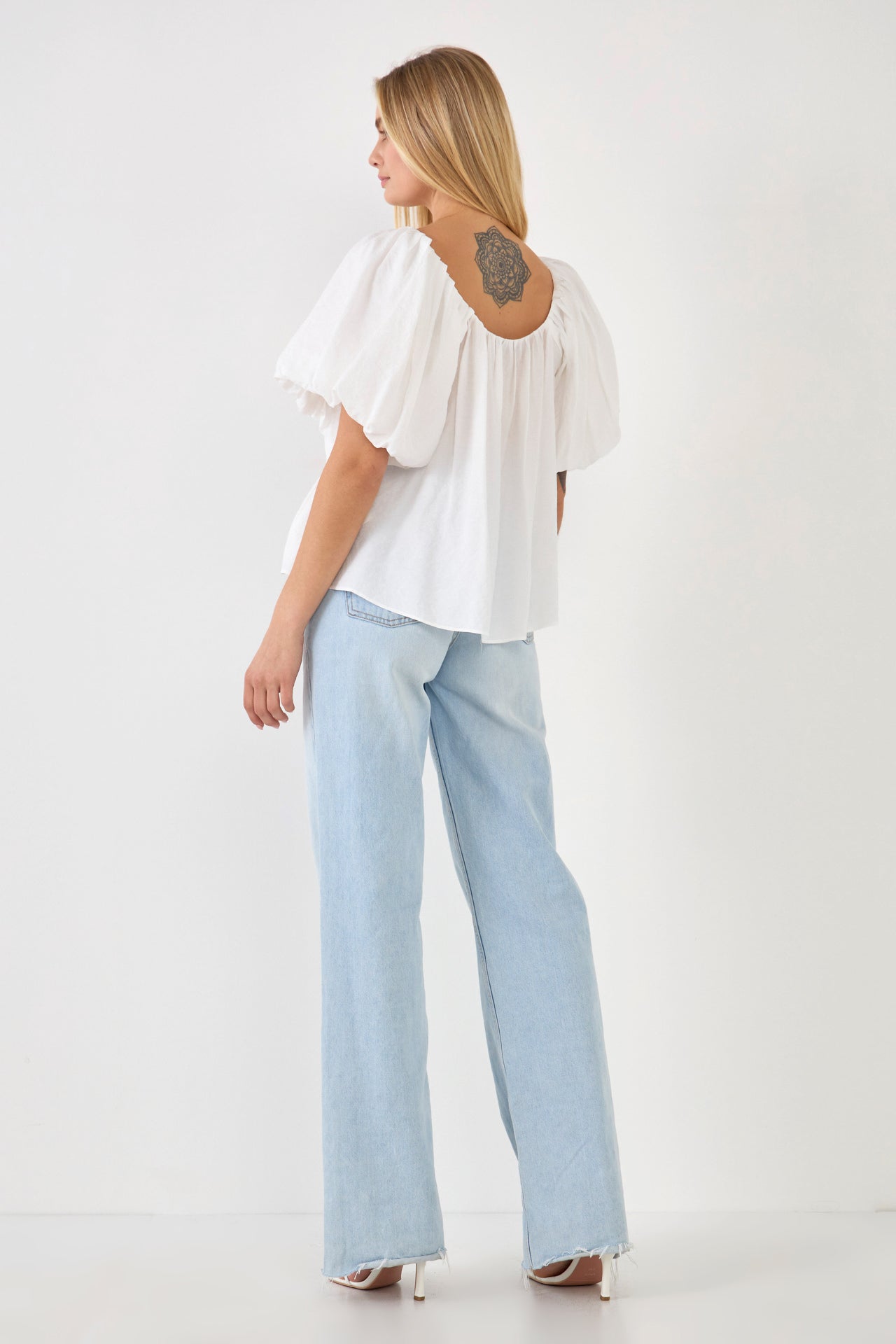 ENDLESS ROSE - Pleated Puff Sleeve Top - TOPS available at Objectrare