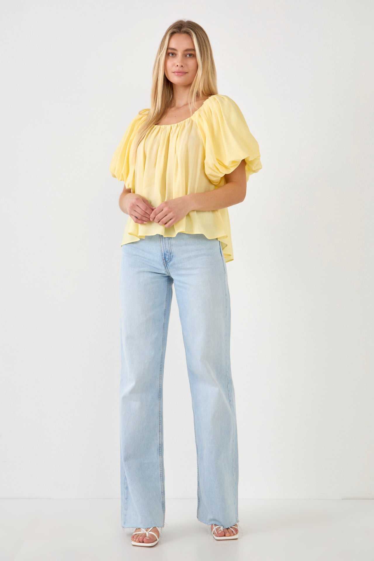 ENDLESS ROSE - Pleated Puff Sleeve Top - TOPS available at Objectrare