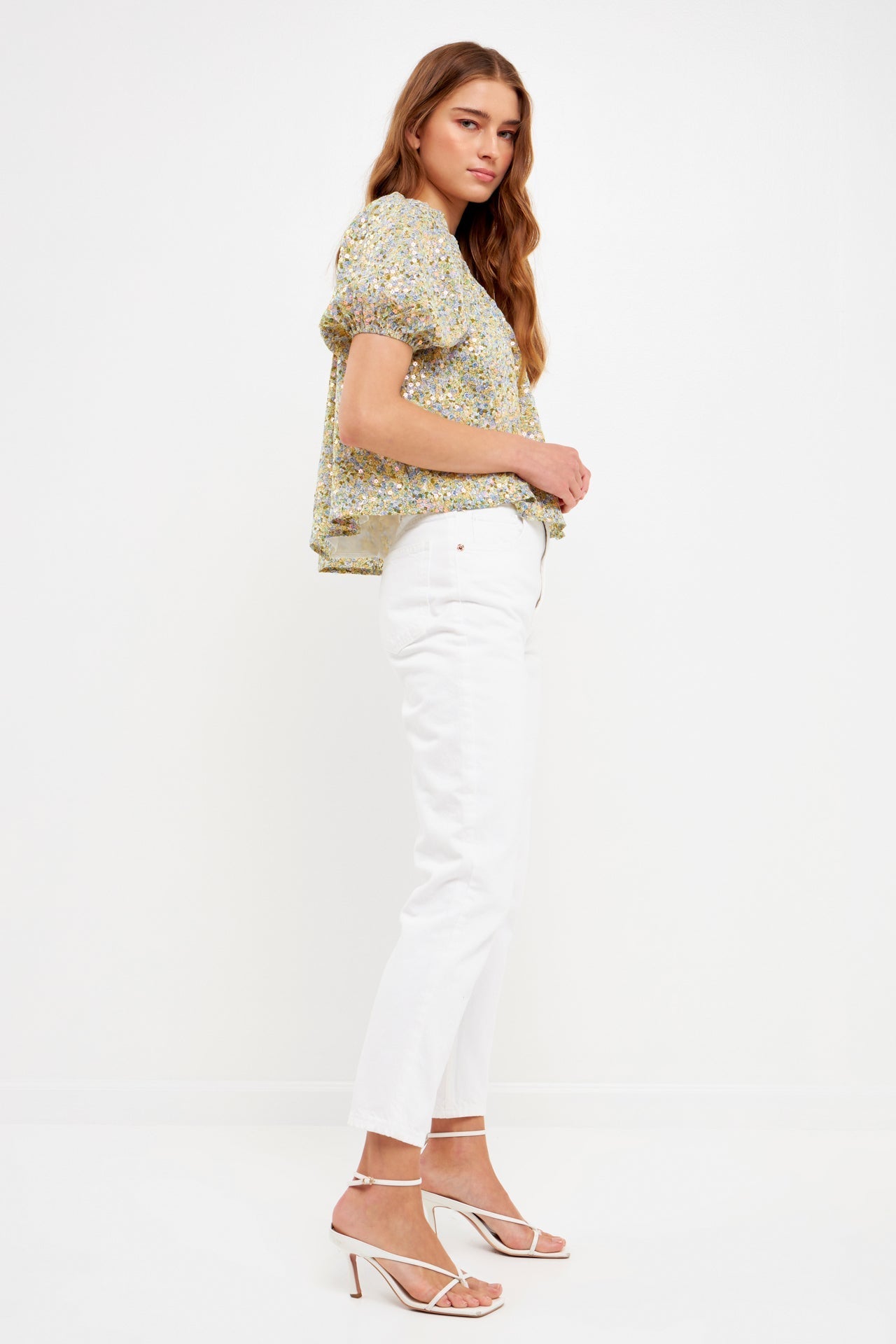 FREE THE ROSES - Floral Print with Sequins Top - TOPS available at Objectrare