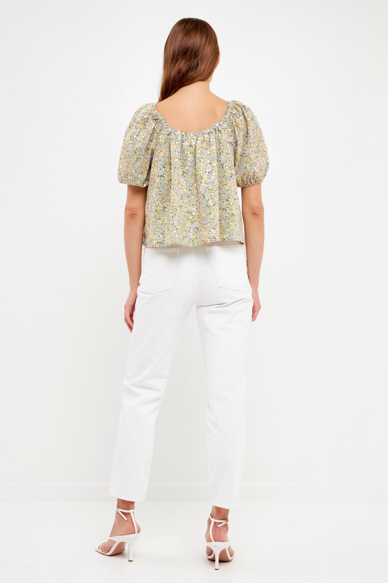 FREE THE ROSES - Floral Print with Sequins Top - TOPS available at Objectrare