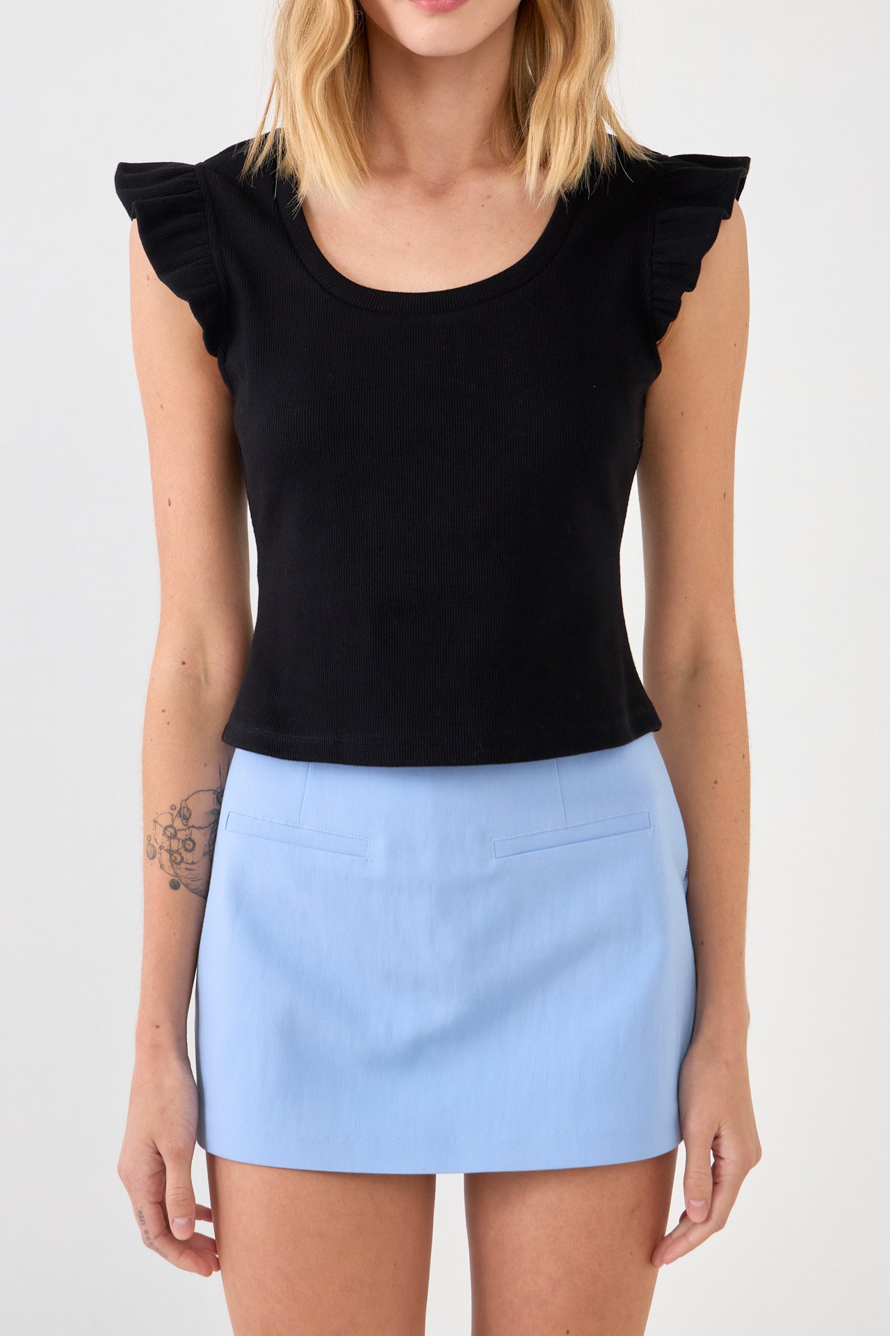 FREE THE ROSES - U-neckline Ribbed Knit Top - TOPS available at Objectrare