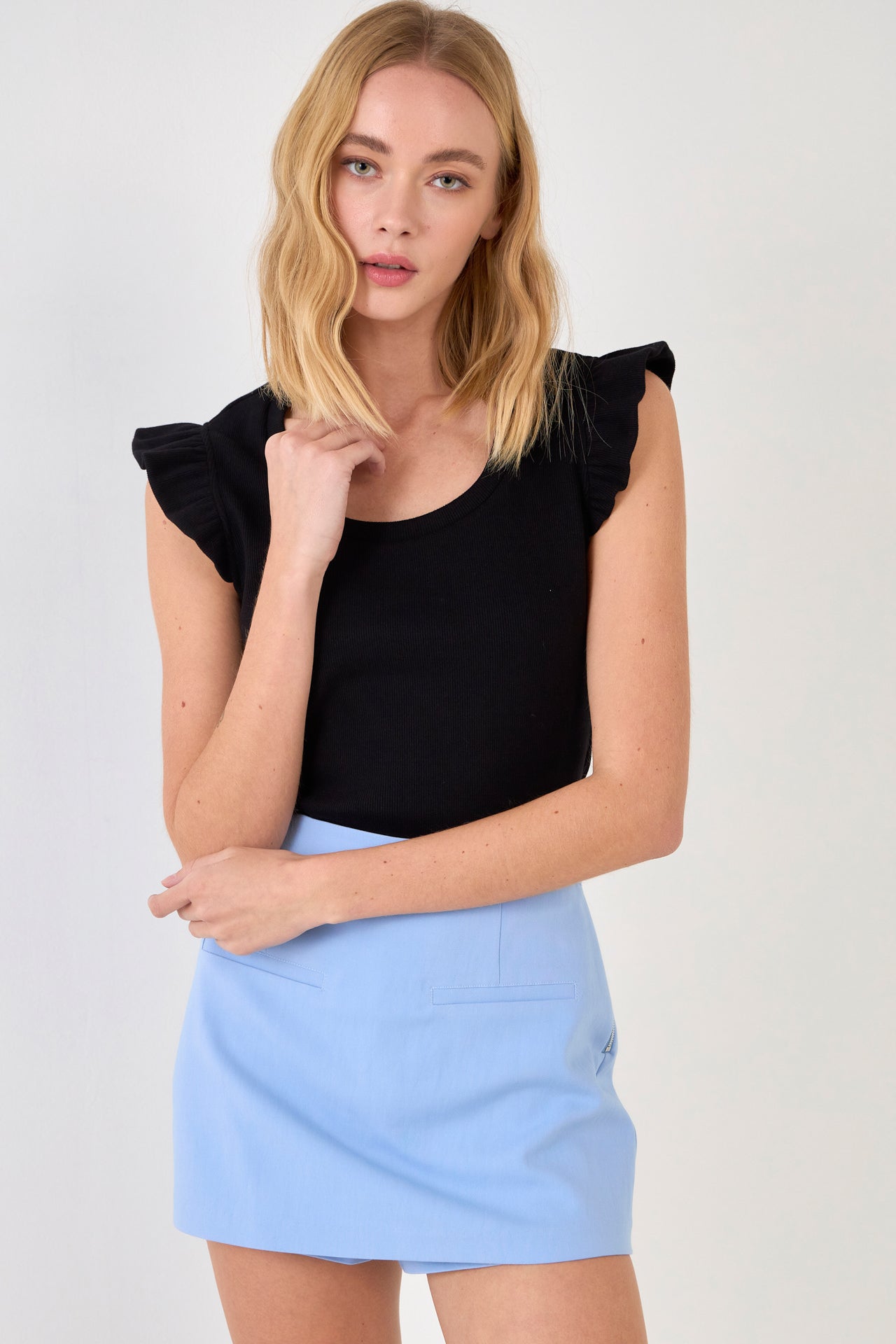 FREE THE ROSES - U-neckline Ribbed Knit Top - TOPS available at Objectrare