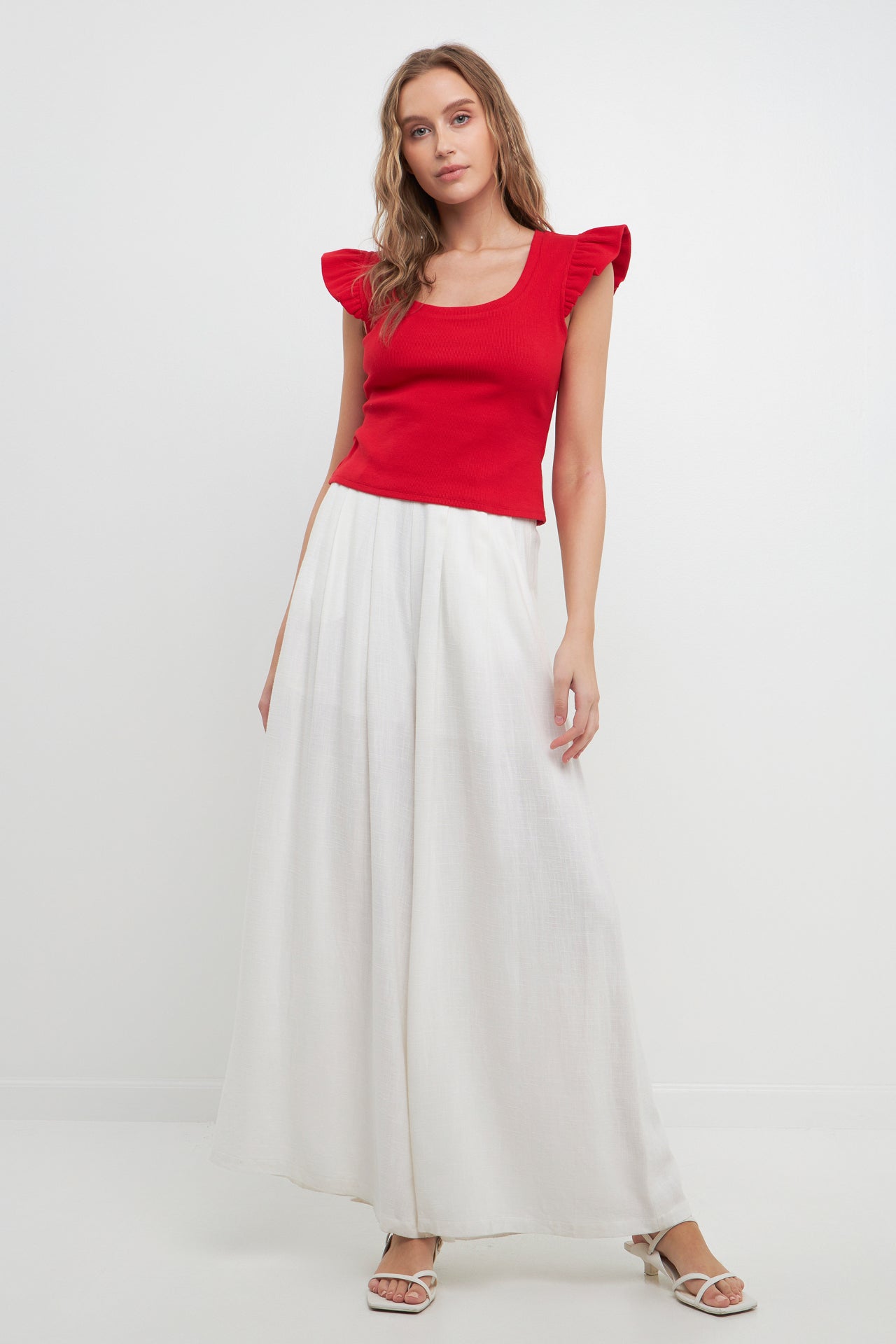 FREE THE ROSES - U-neckline Ribbed Knit Top - TOPS available at Objectrare