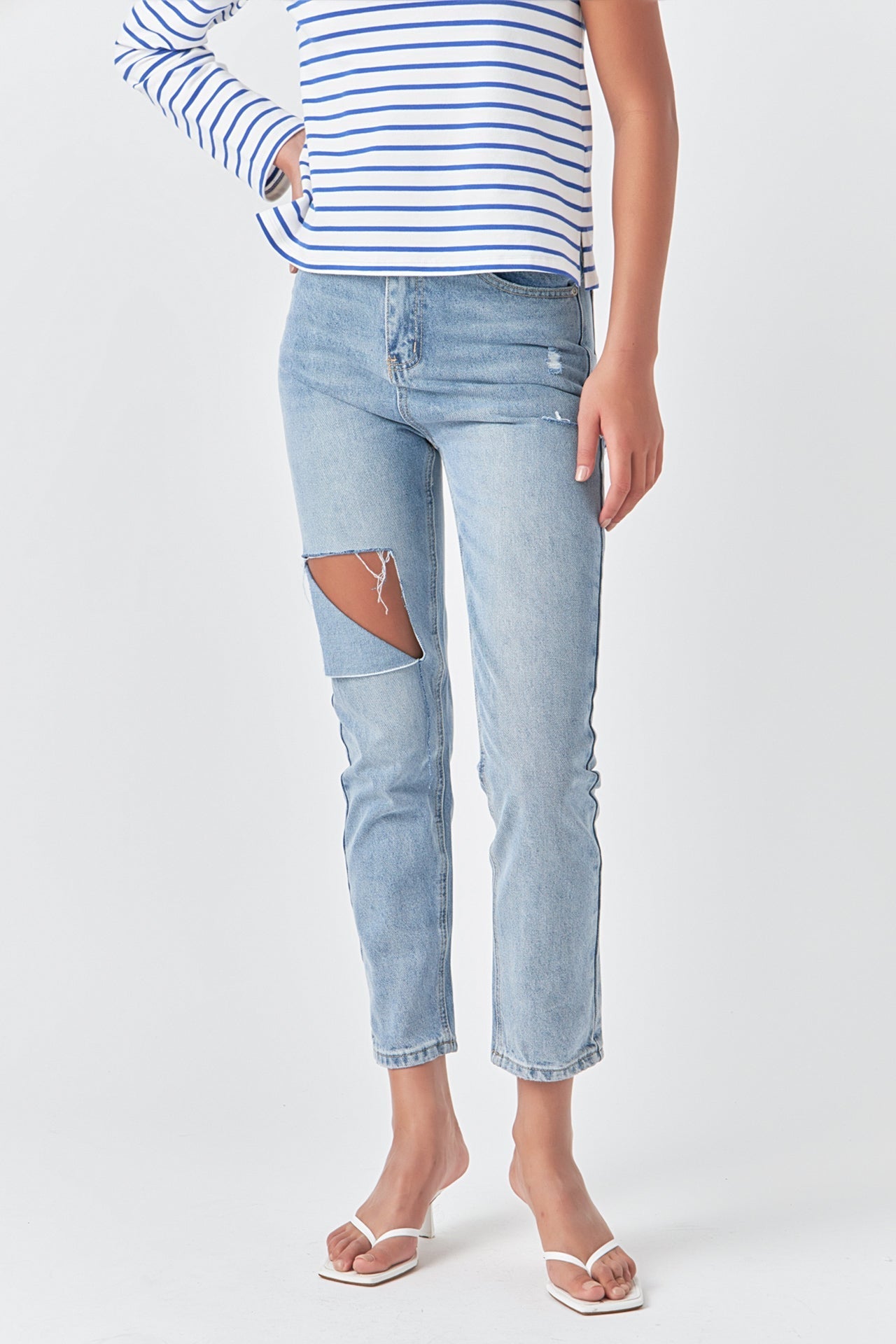 GREY LAB - High Waist Ripped Jeans - JEANS available at Objectrare