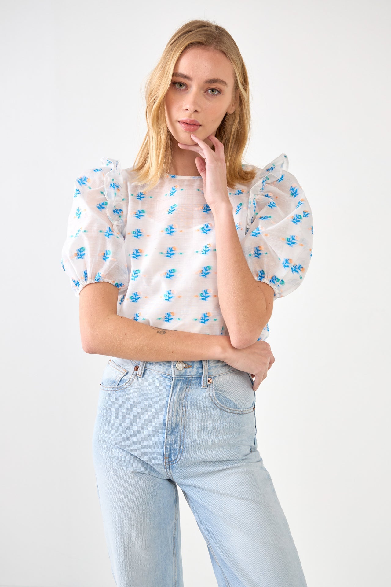 ENGLISH FACTORY - Embroidery Organza Top - TOPS available at Objectrare