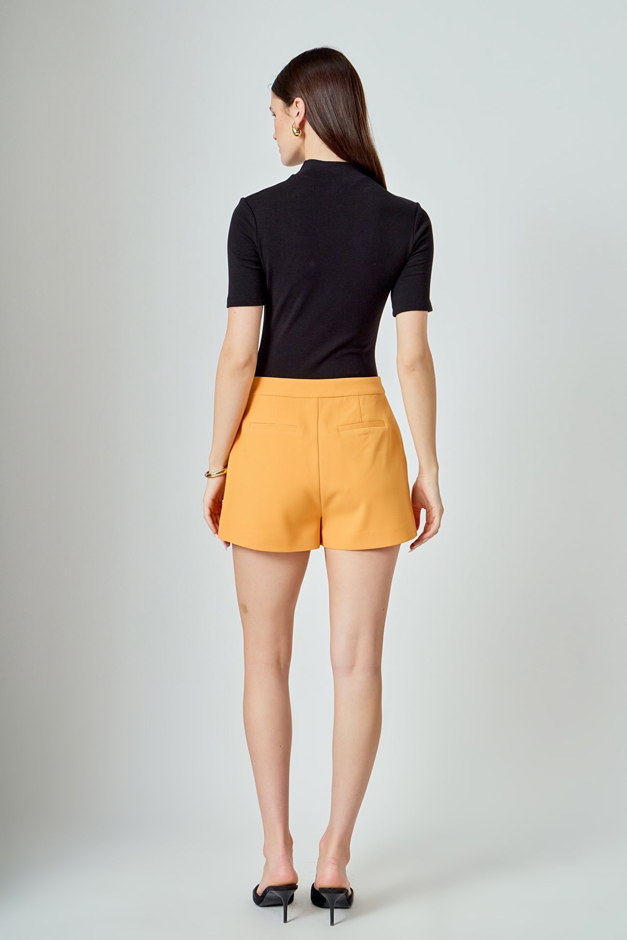 ENDLESS ROSE - Gold Color Button Detail Shorts - SHORTS available at Objectrare