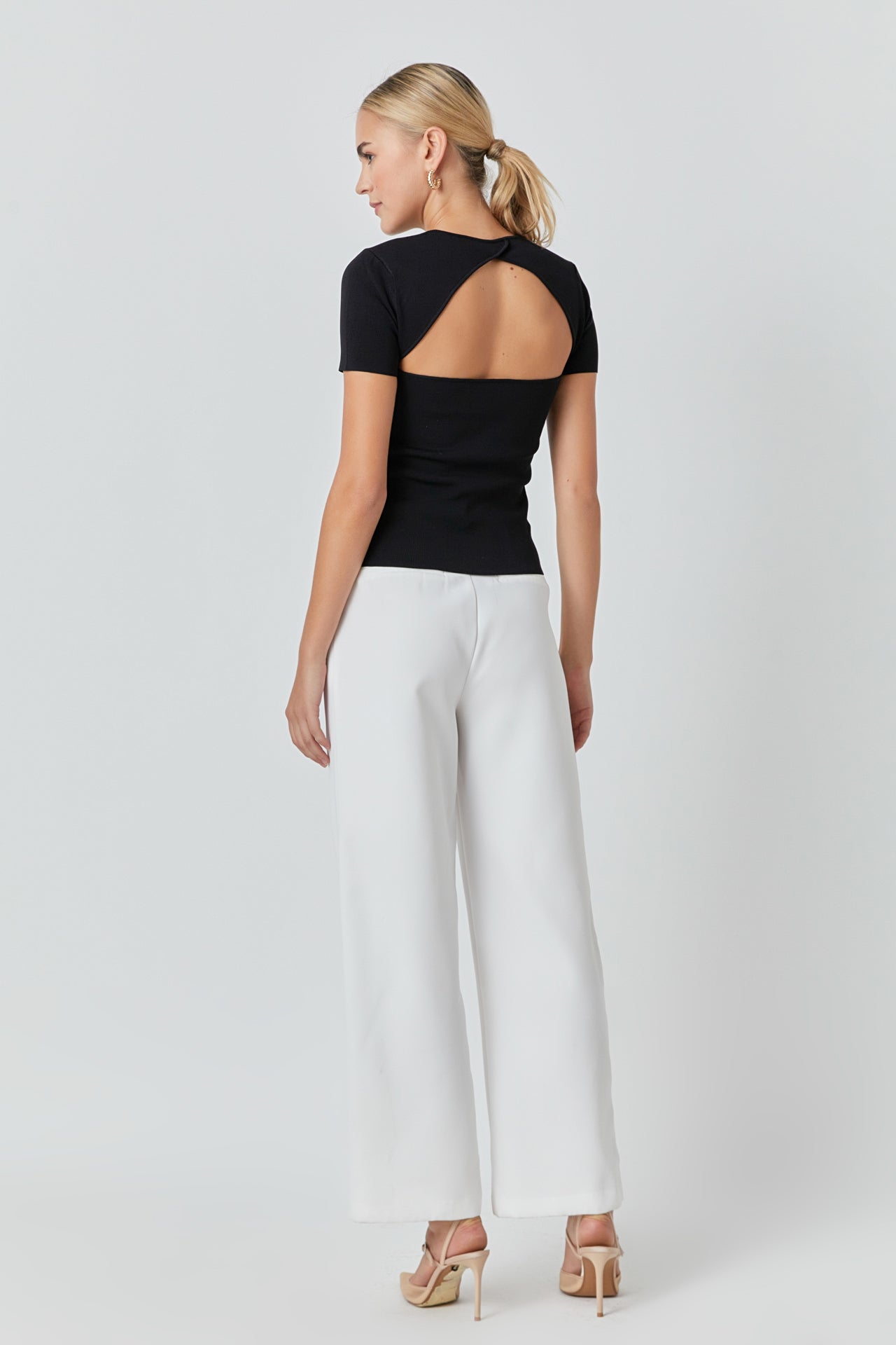 ENDLESS ROSE - Back Cut-out Detail Knit Top - TOPS available at Objectrare