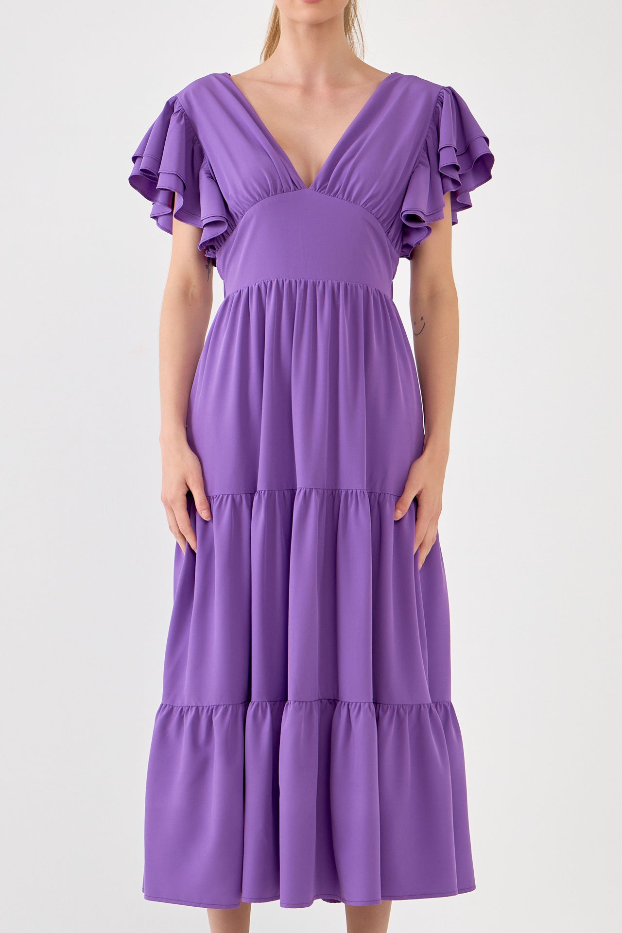 ENGLISH FACTORY - Back Cut-out with Elastic Detail Midi Dress - DRESSES available at Objectrare