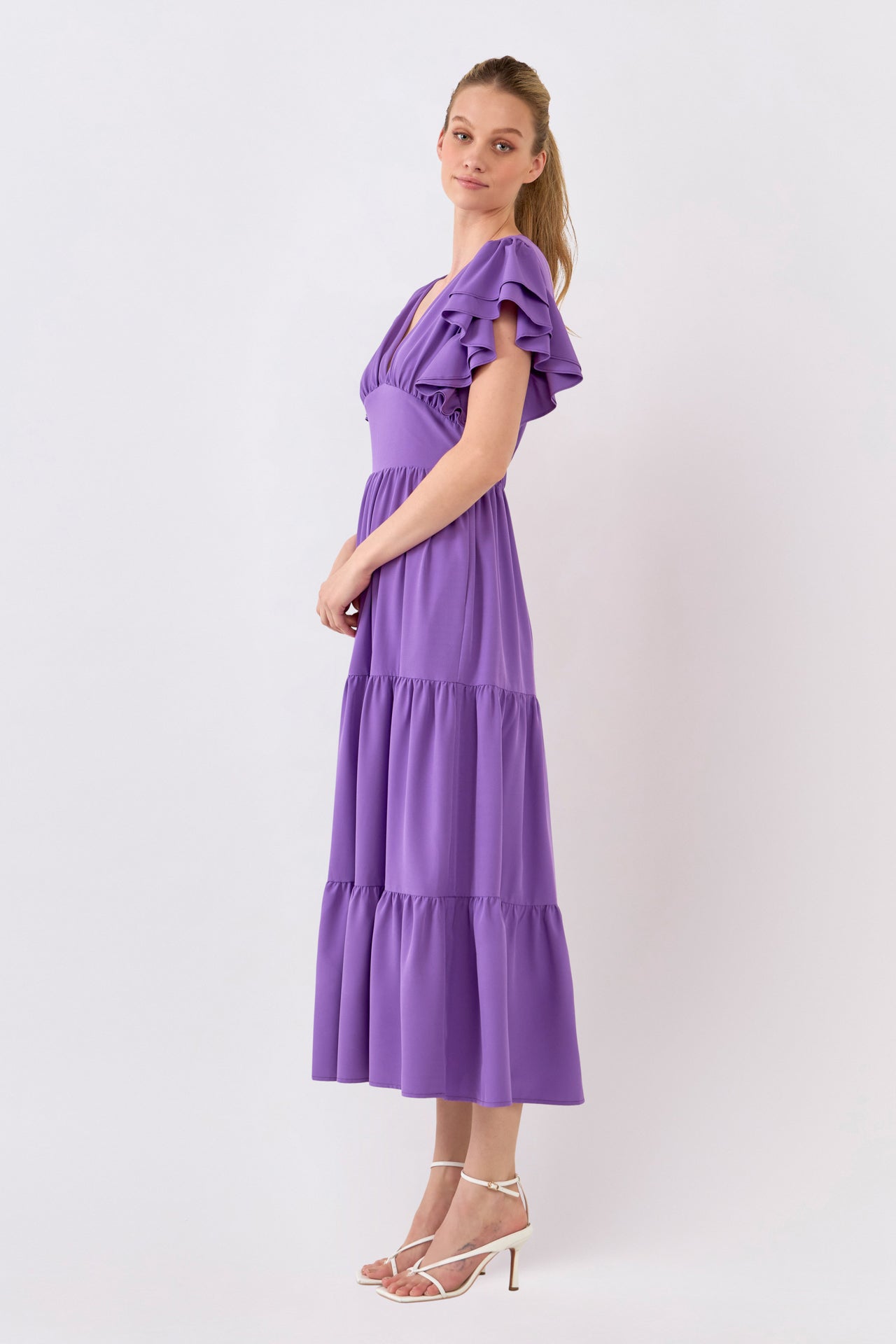 ENGLISH FACTORY - Back Cut-out with Elastic Detail Midi Dress - DRESSES available at Objectrare