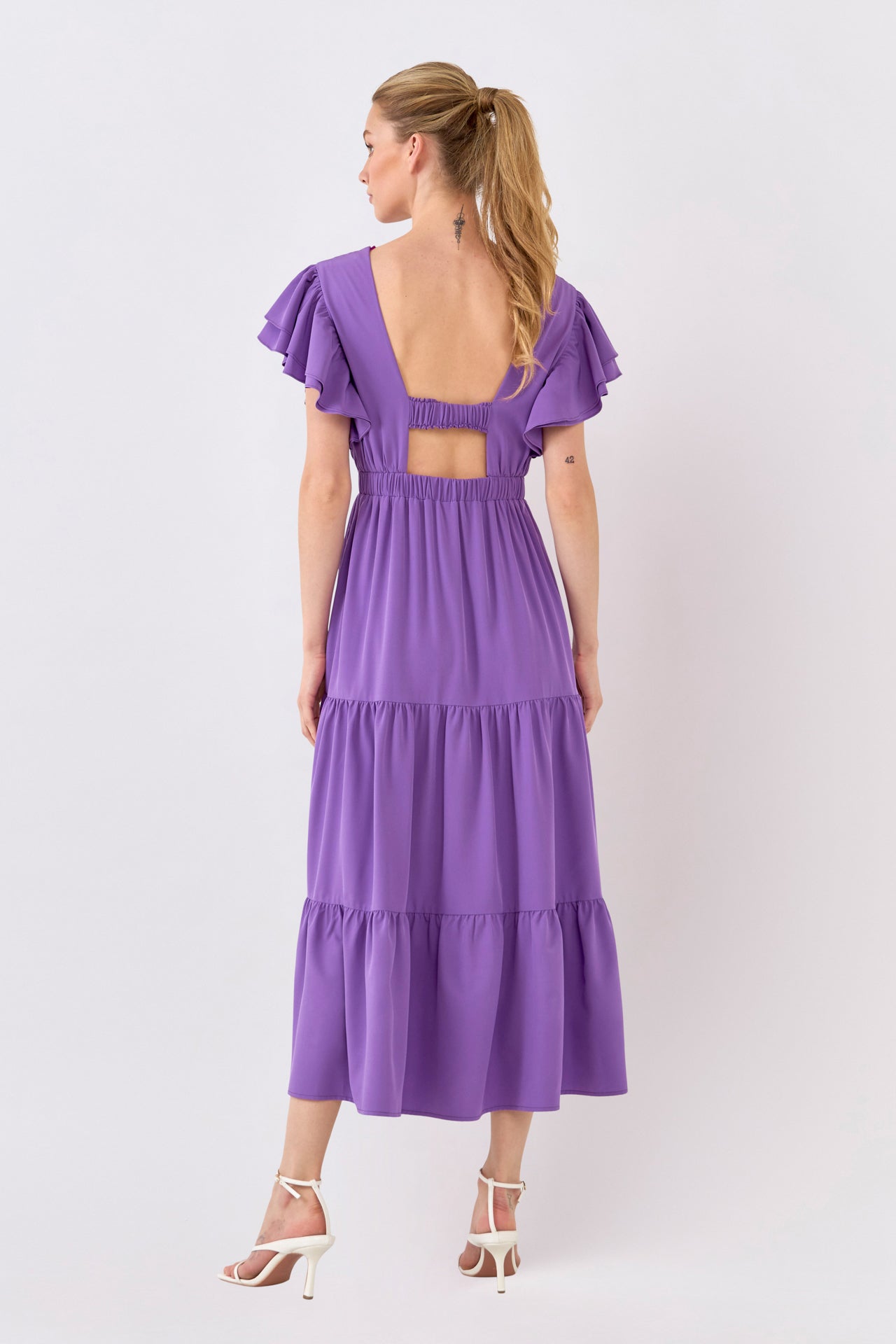 ENGLISH FACTORY - Back Cut-out with Elastic Detail Midi Dress - DRESSES available at Objectrare