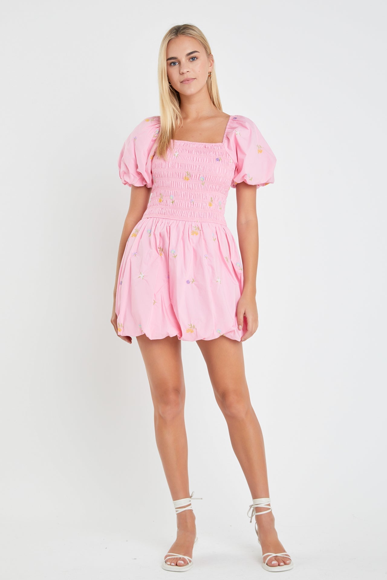 ENGLISH FACTORY - Smocked Dress with Balloon Sleeves - DRESSES available at Objectrare
