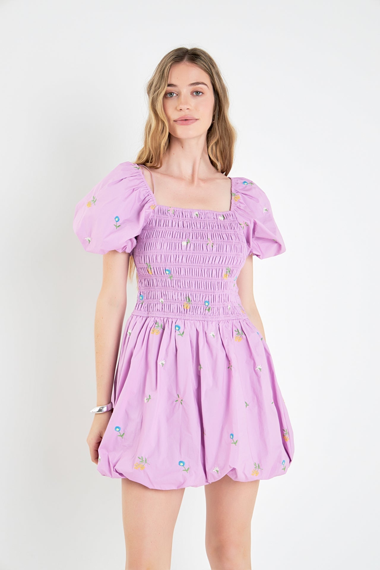 ENGLISH FACTORY - Smocked Dress with Balloon Sleeves - DRESSES available at Objectrare