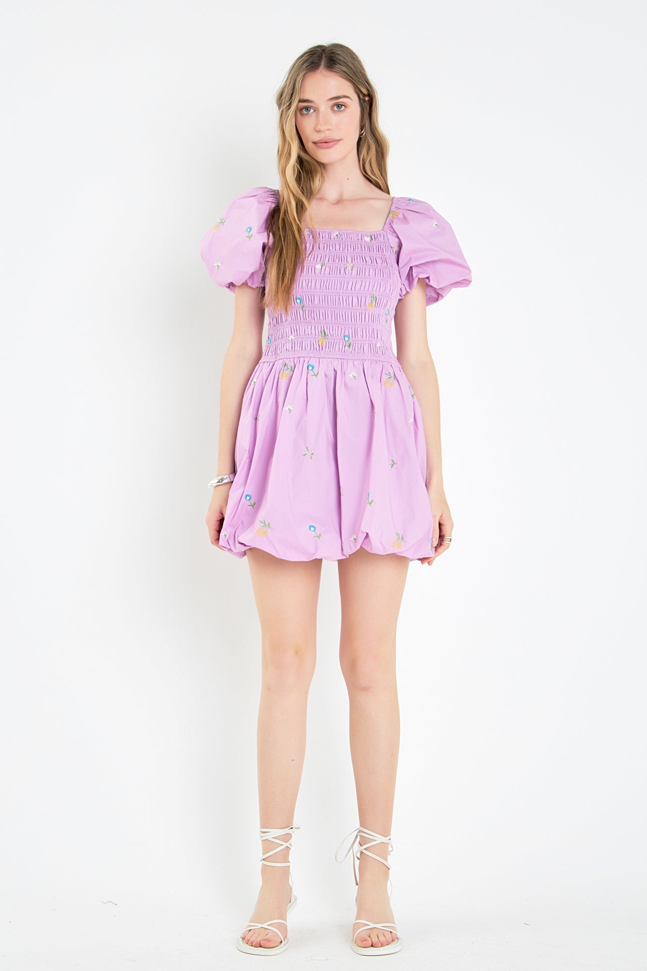 ENGLISH FACTORY - Smocked Dress with Balloon Sleeves - DRESSES available at Objectrare
