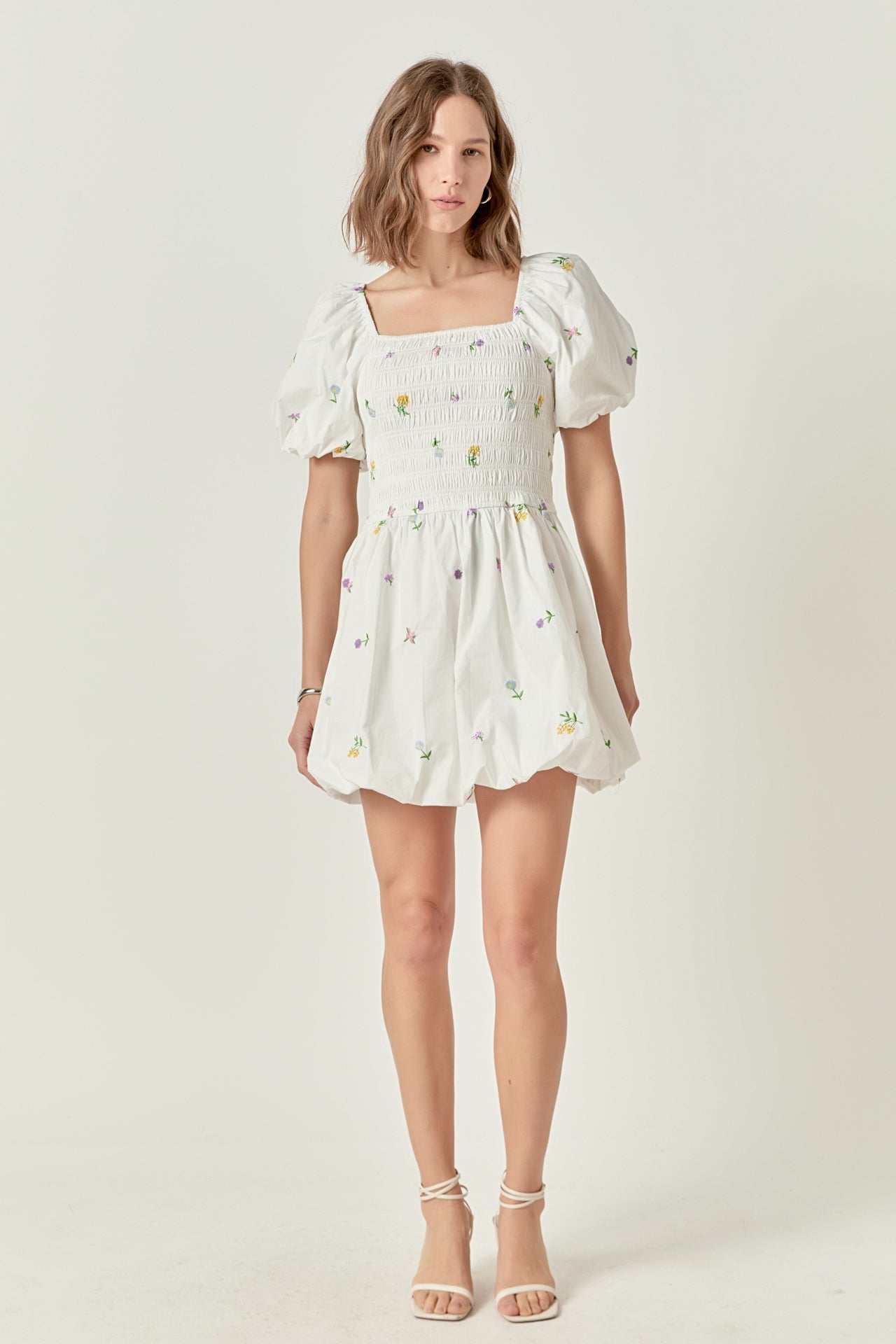 ENGLISH FACTORY - Smocked Dress with Balloon Sleeves - DRESSES available at Objectrare