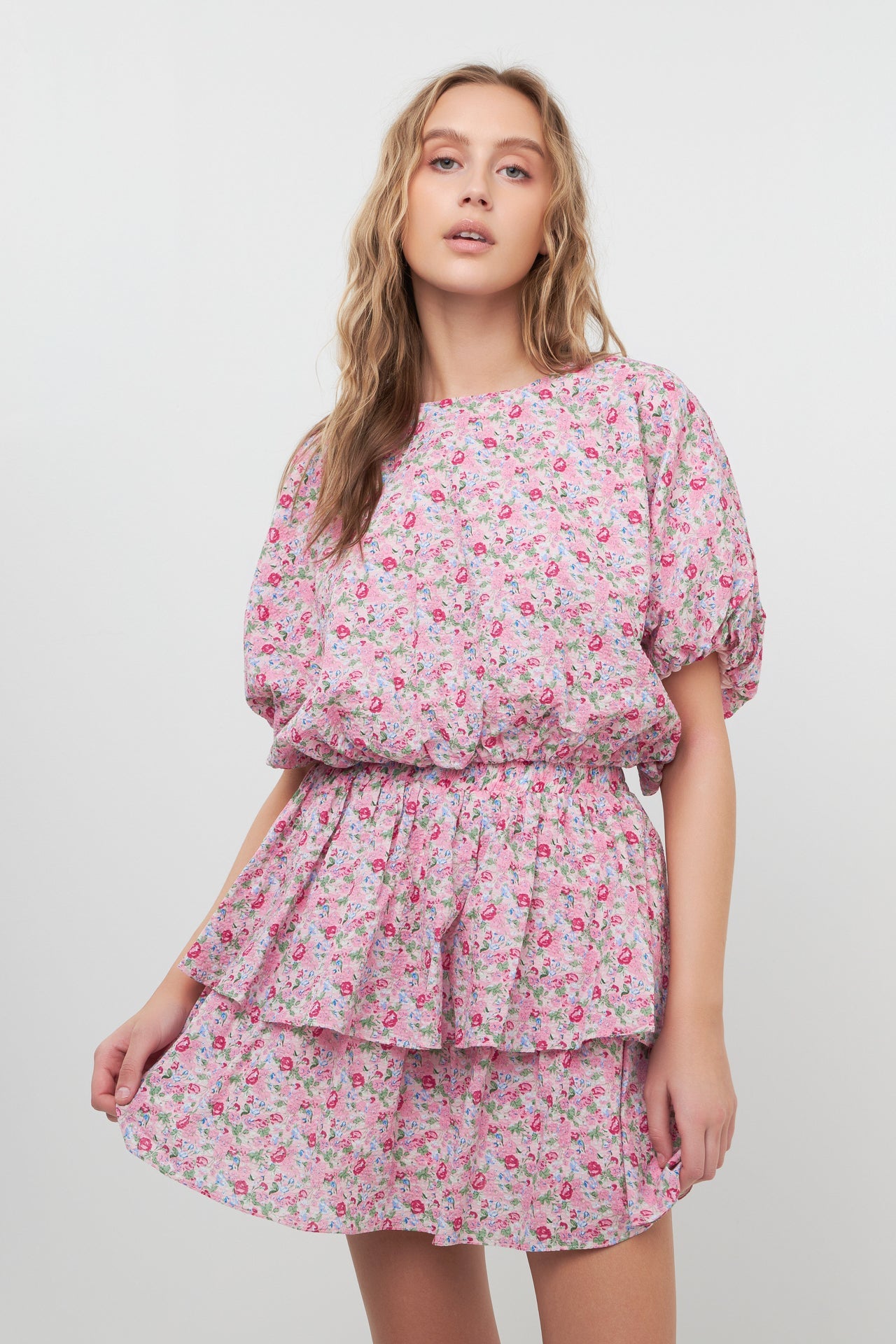 FREE THE ROSES - Floral Tiered Mini Skirt - SKIRTS available at Objectrare