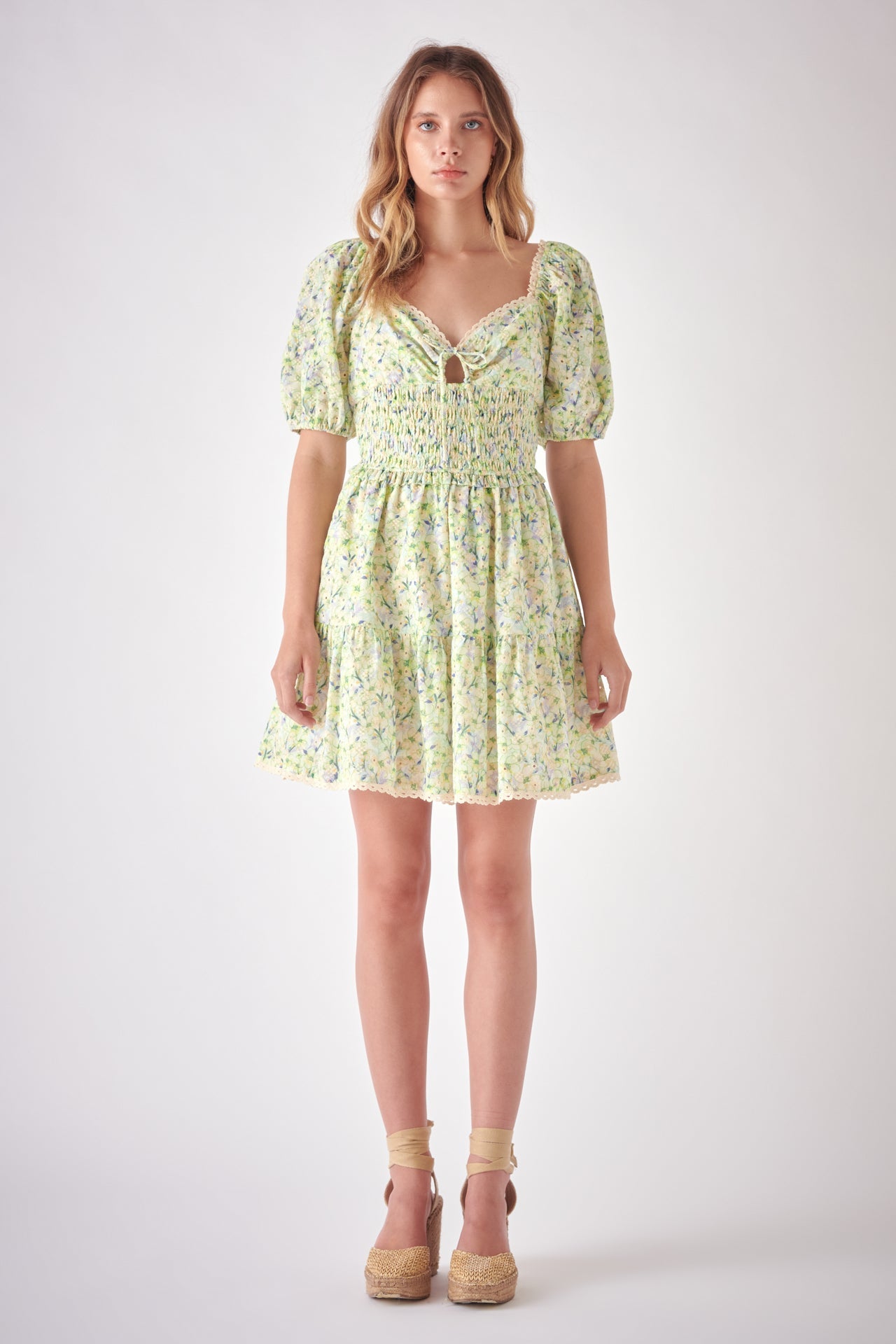 Shirred Waist Milkmaid Mini Dress