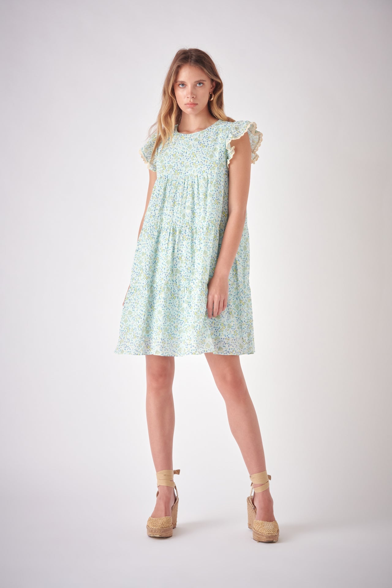FREE THE ROSES - Floral print with Embroidery Babydoll Dress - DRESSES available at Objectrare