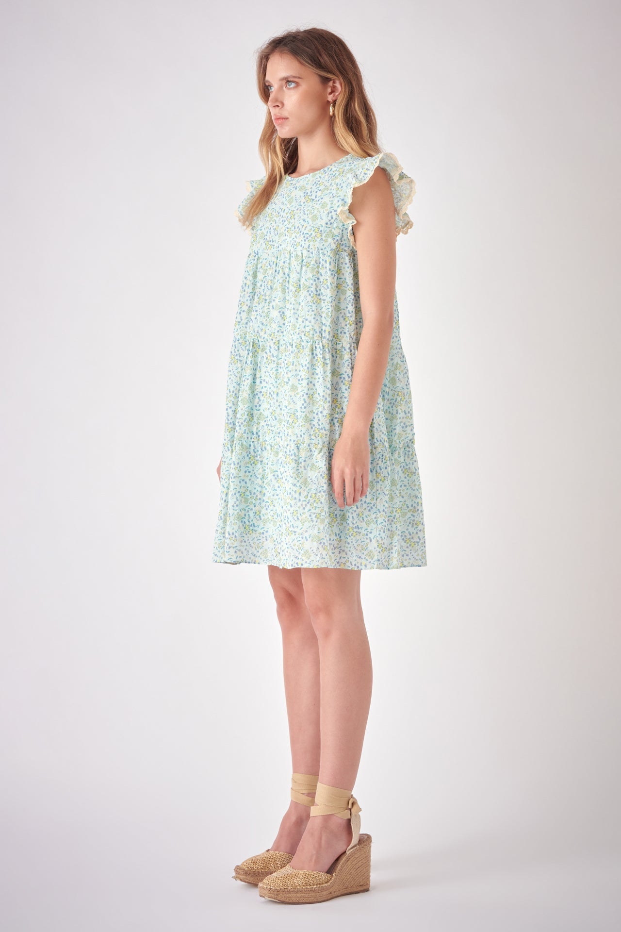 FREE THE ROSES - Floral print with Embroidery Babydoll Dress - DRESSES available at Objectrare
