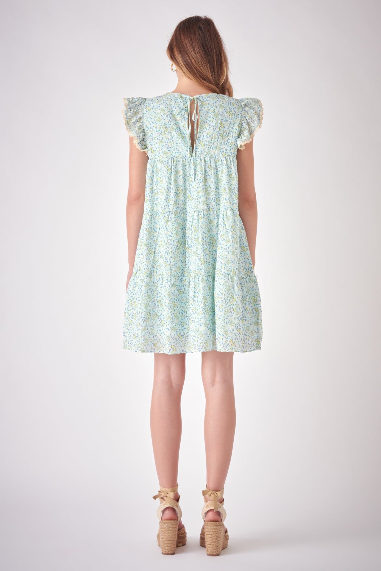 FREE THE ROSES - Floral print with Embroidery Babydoll Dress - DRESSES available at Objectrare