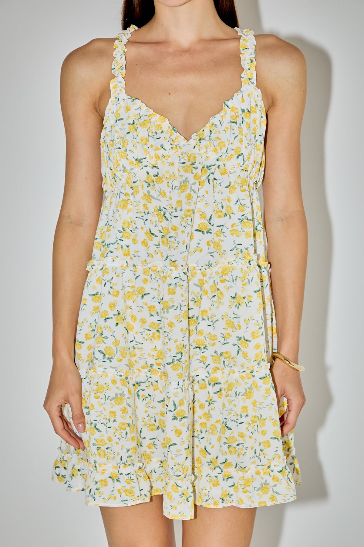 MARSY - Floral Ruffle Detail Mini Dress - DRESSES available at Objectrare