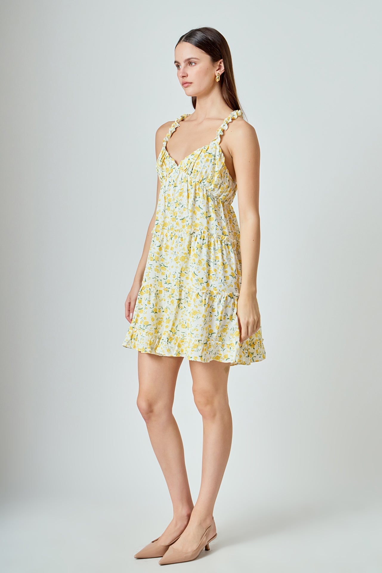 ENDLESS ROSE - Floral Ruffle Detail Mini Dress - DRESSES available at Objectrare